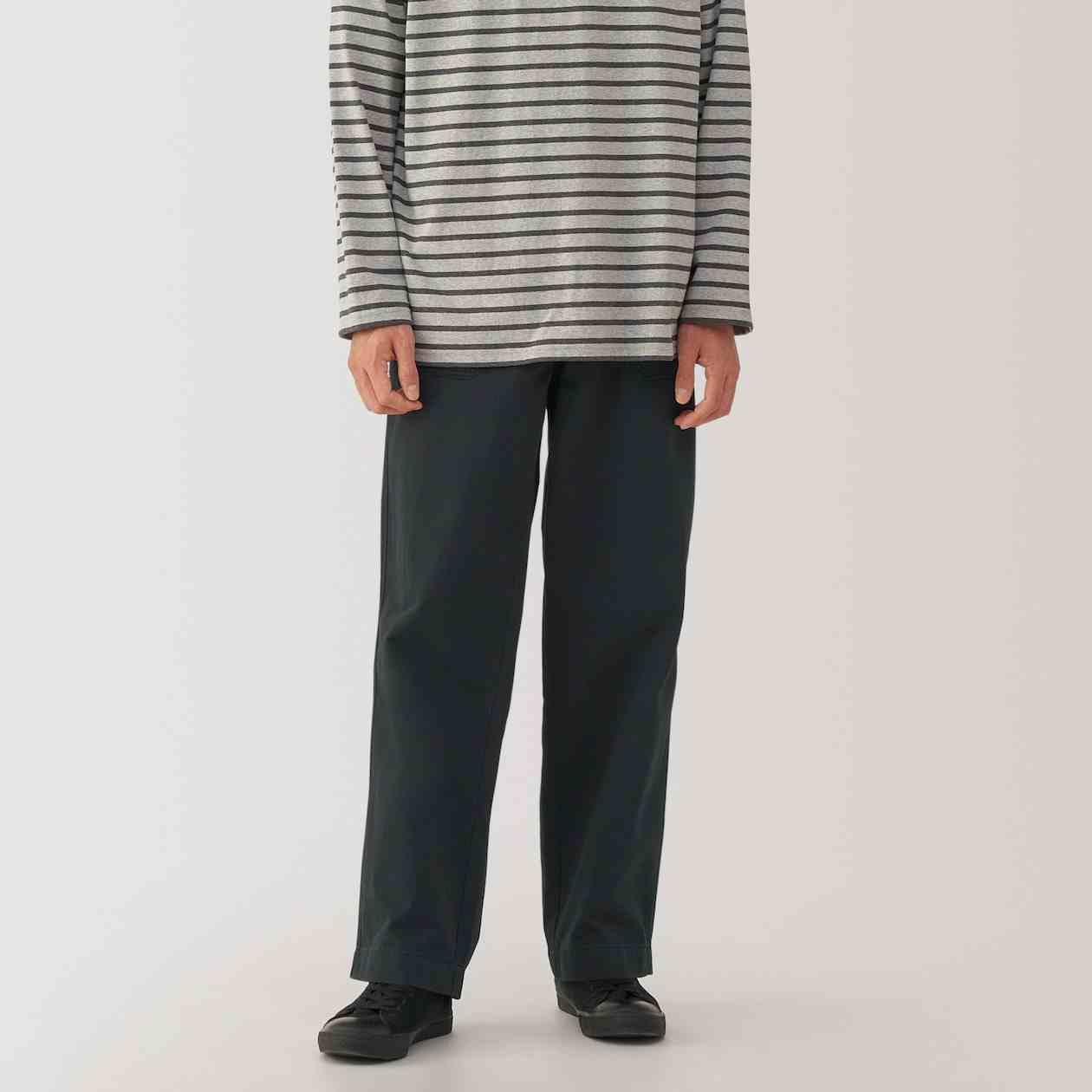 Washed herringbone baker pants