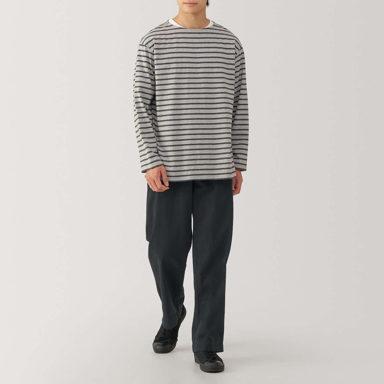 Washed herringbone baker pants