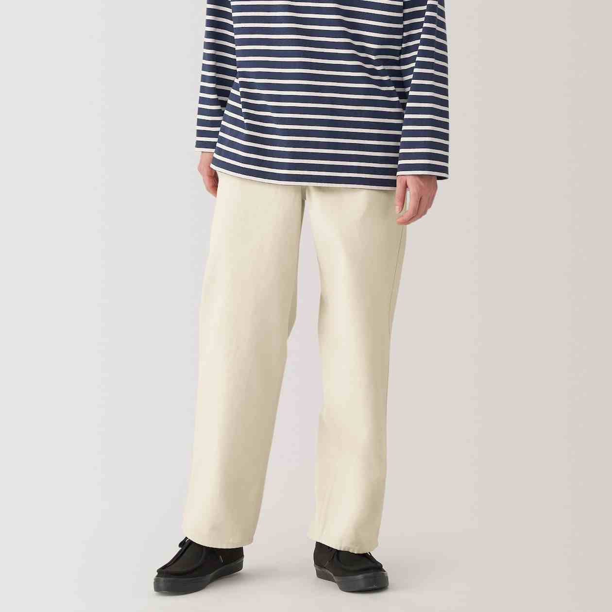 Kapok blend canvas wide-fit pants