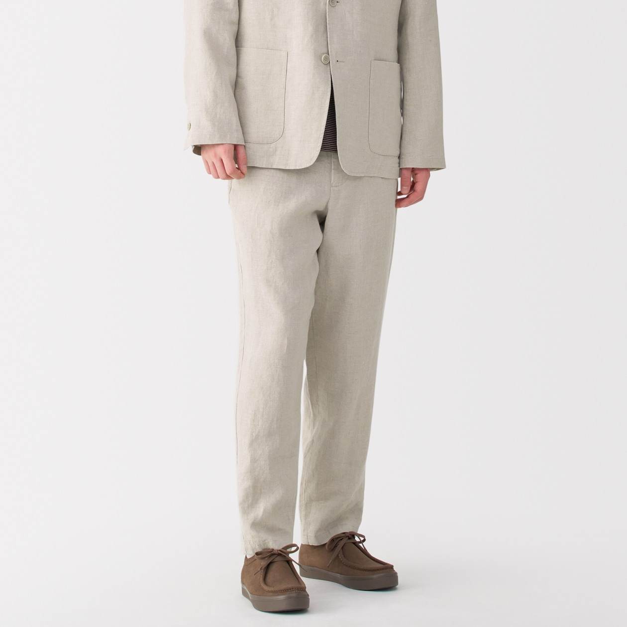Linen washed tapered pants