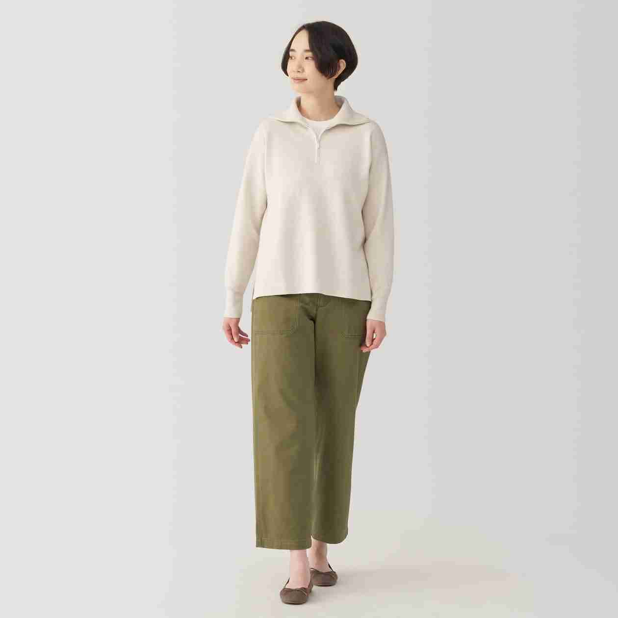 MUJI | Women's Washable milano rib Half zip Sweater
