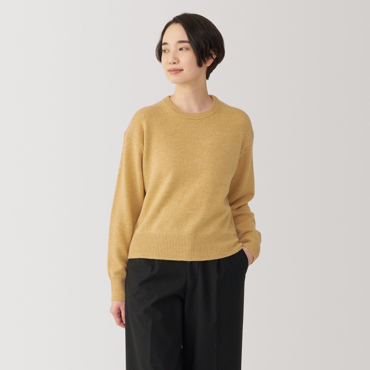 MUJI | Women's Washable mid-gauge Crew neck sweater