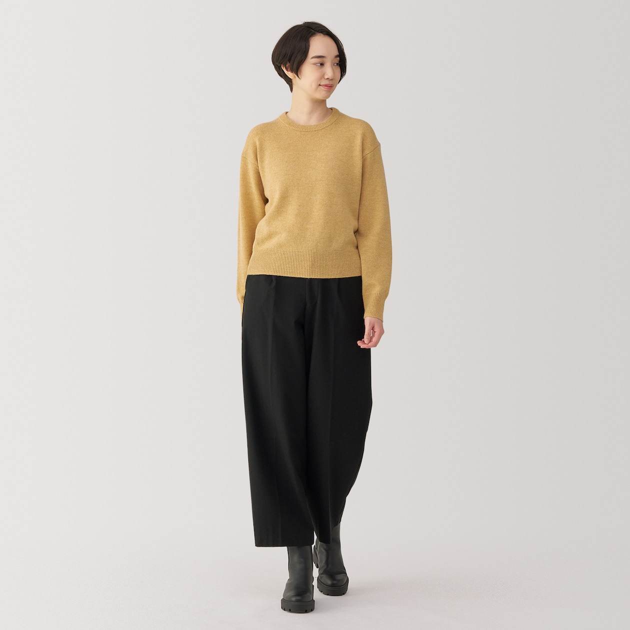 MUJI | Women's Washable mid-gauge Crew neck sweater