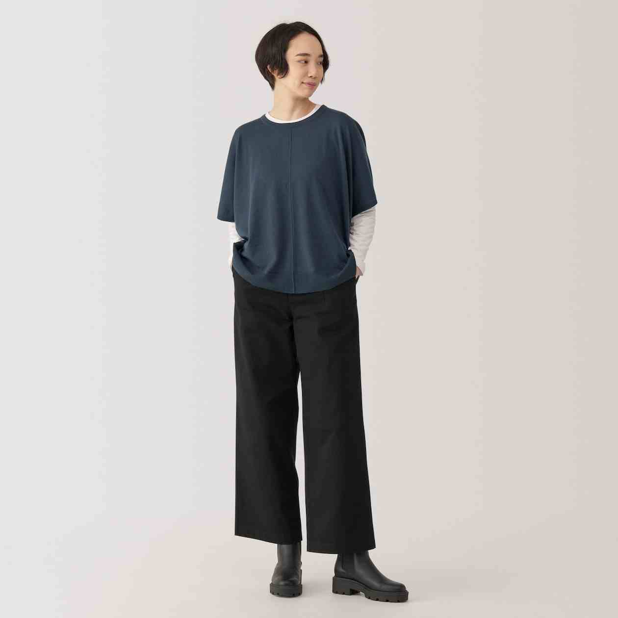 MUJI | Women's Washable high-gauge poncho sweater