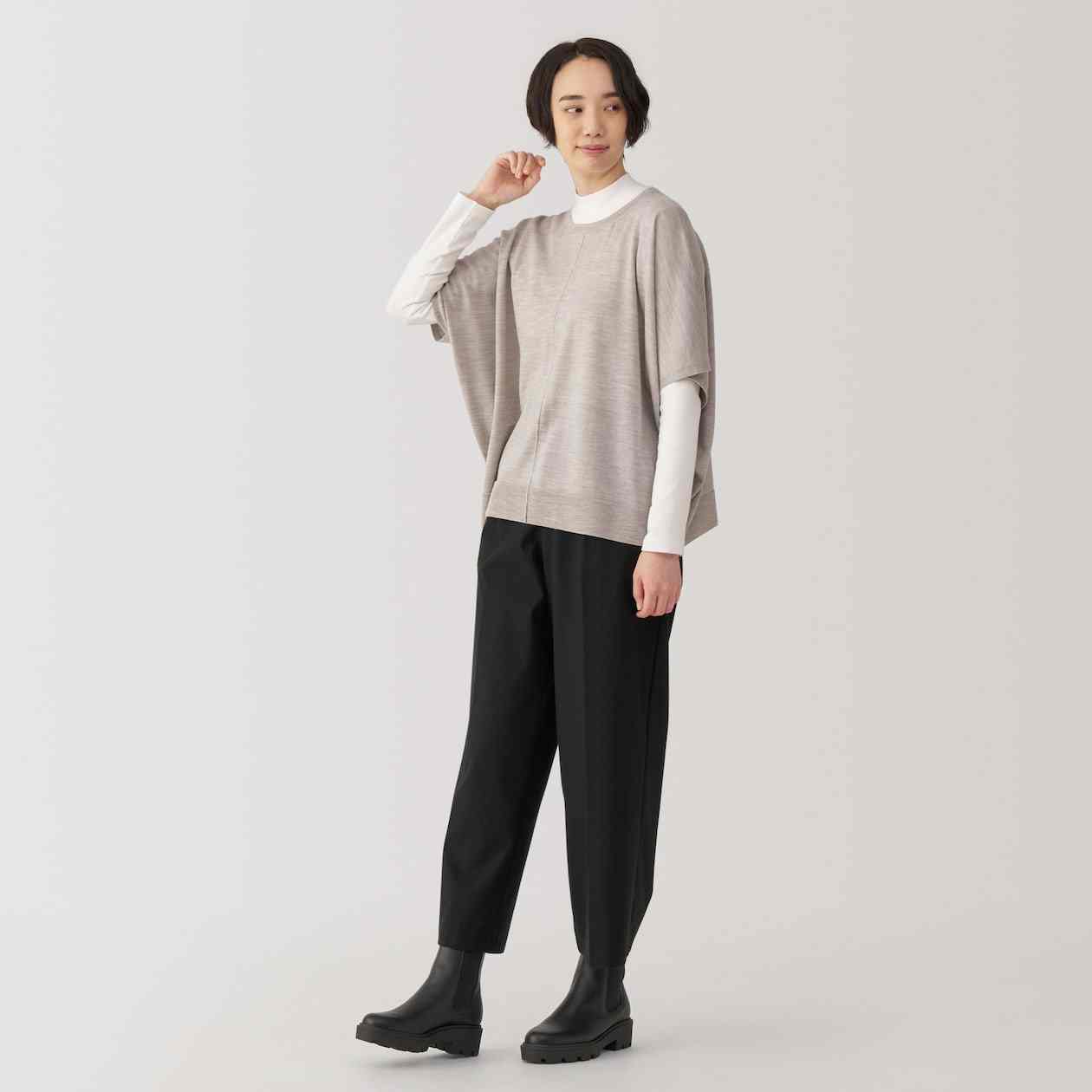 Women's Washable high-gauge poncho sweater