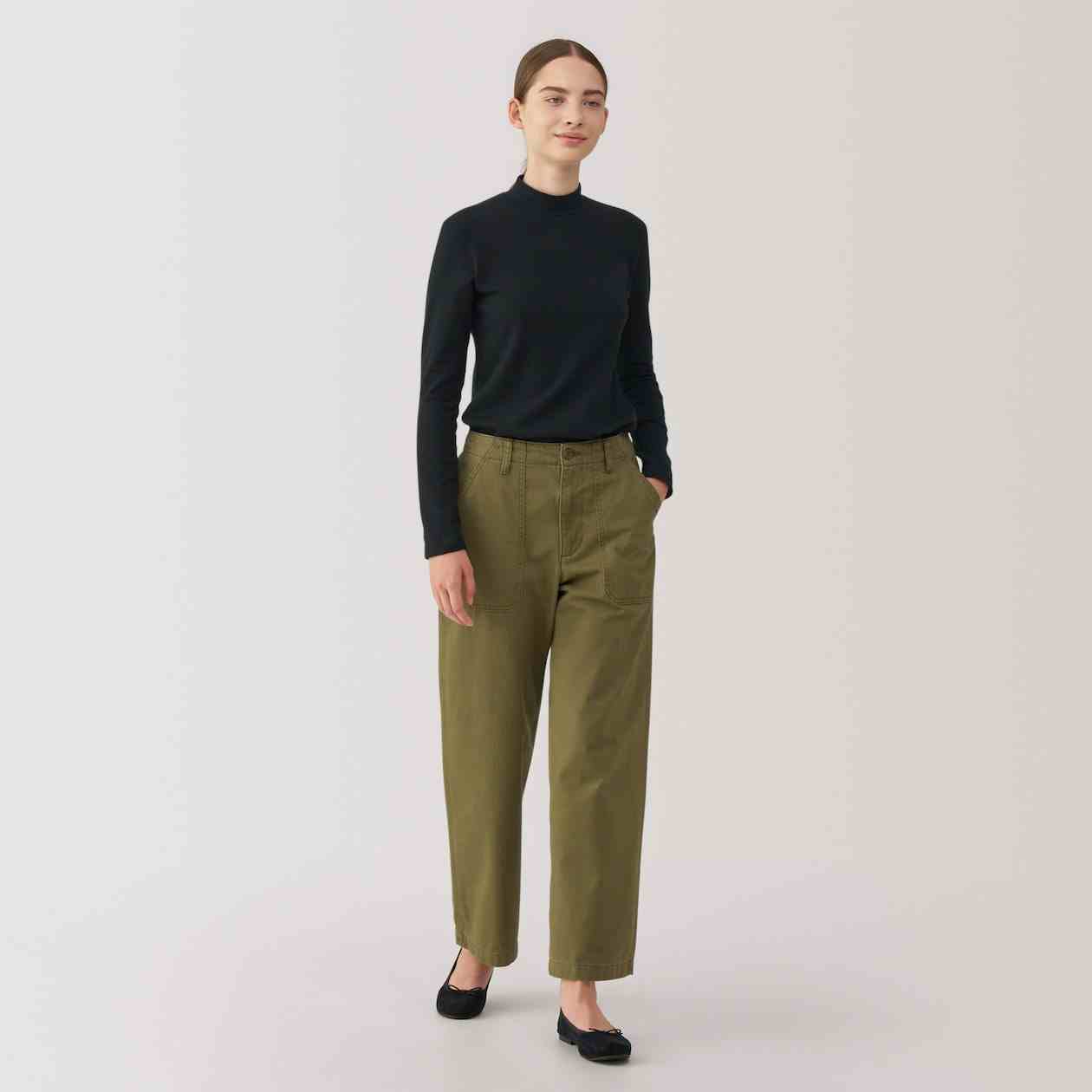 Women's Brushed ribbed High neck Long Sleeve T-shirt