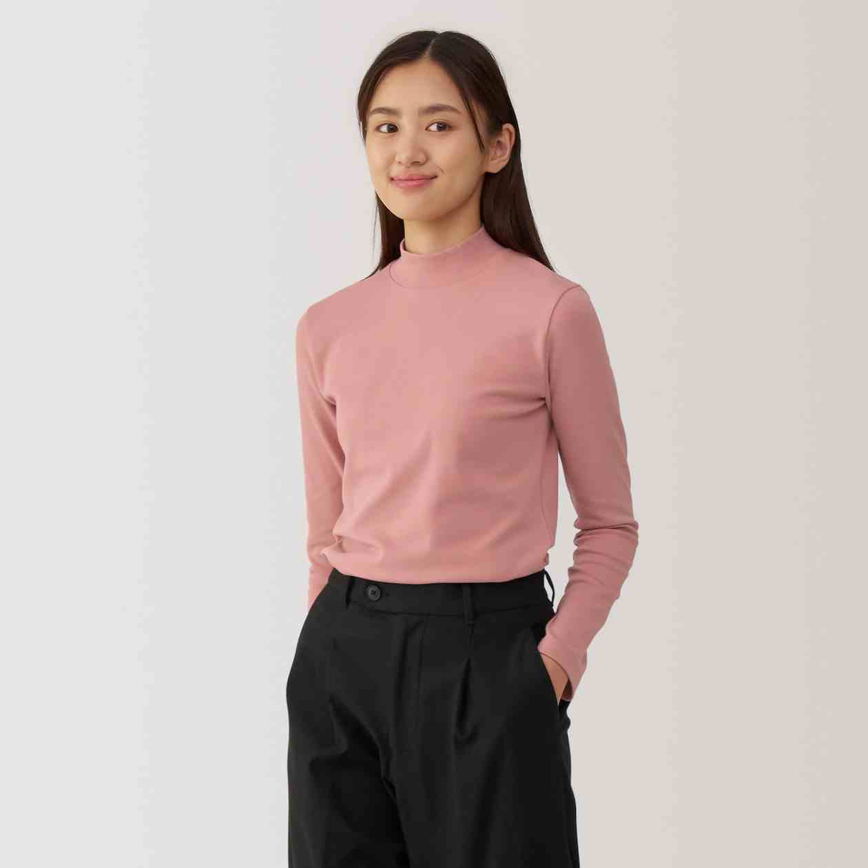 MUJI | Women's Brushed ribbed High neck Long Sleeve T-shirt
