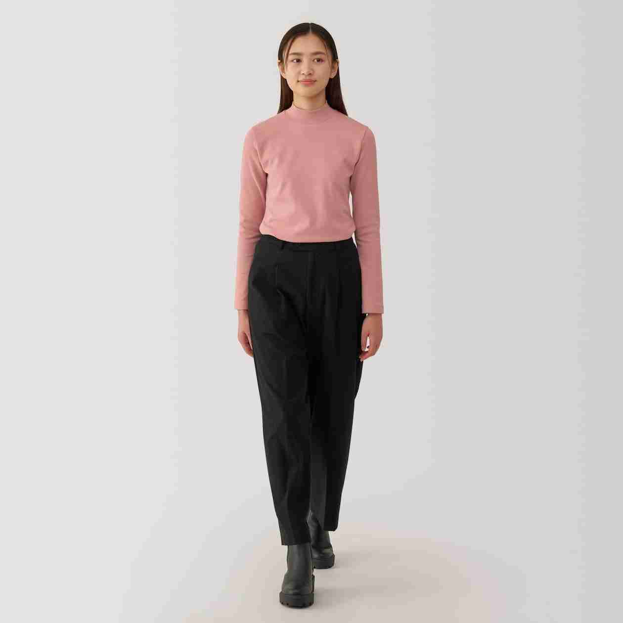 MUJI | Women's Brushed ribbed High neck Long Sleeve T-shirt