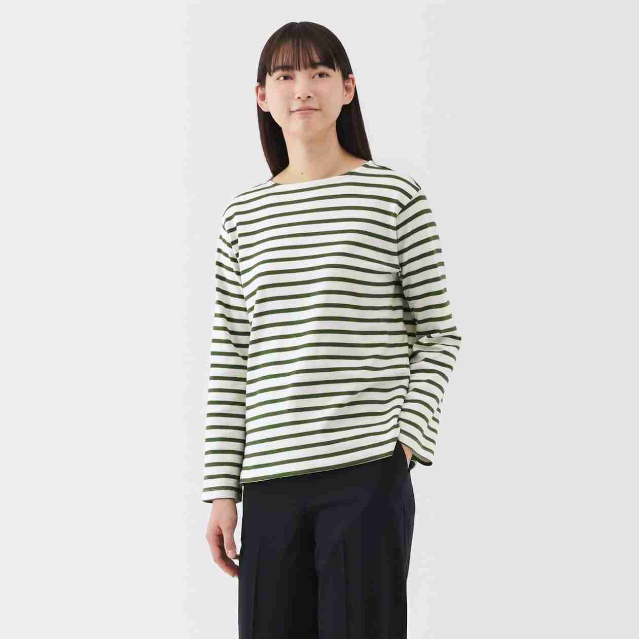 Heavyweight boat neck Long sleeve T-shirt