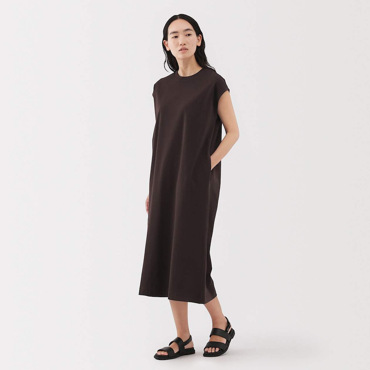 MUJI | Two threads jersey french sleeve dress