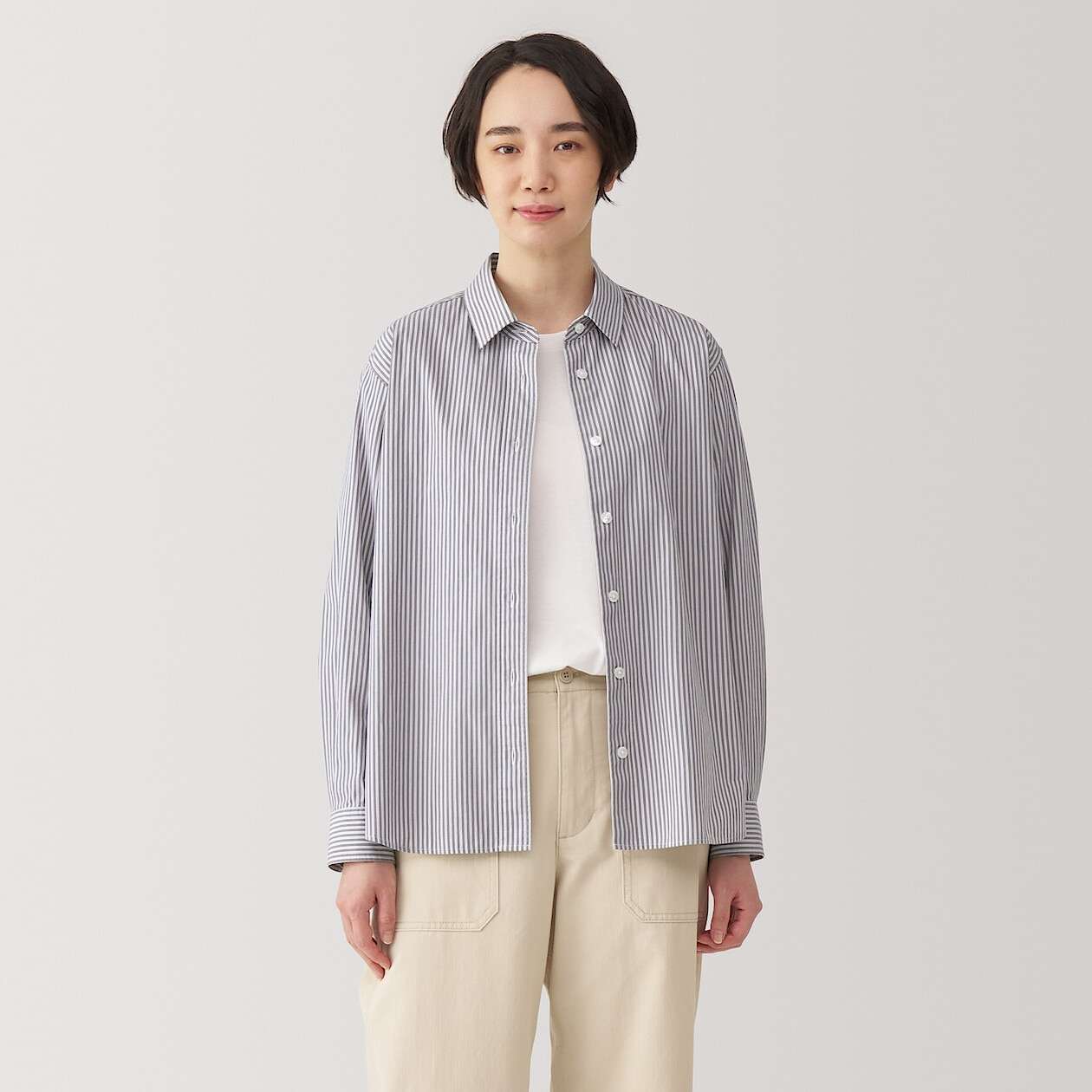 Women's Washed broadcloth regular collar Long Sleeve shirt