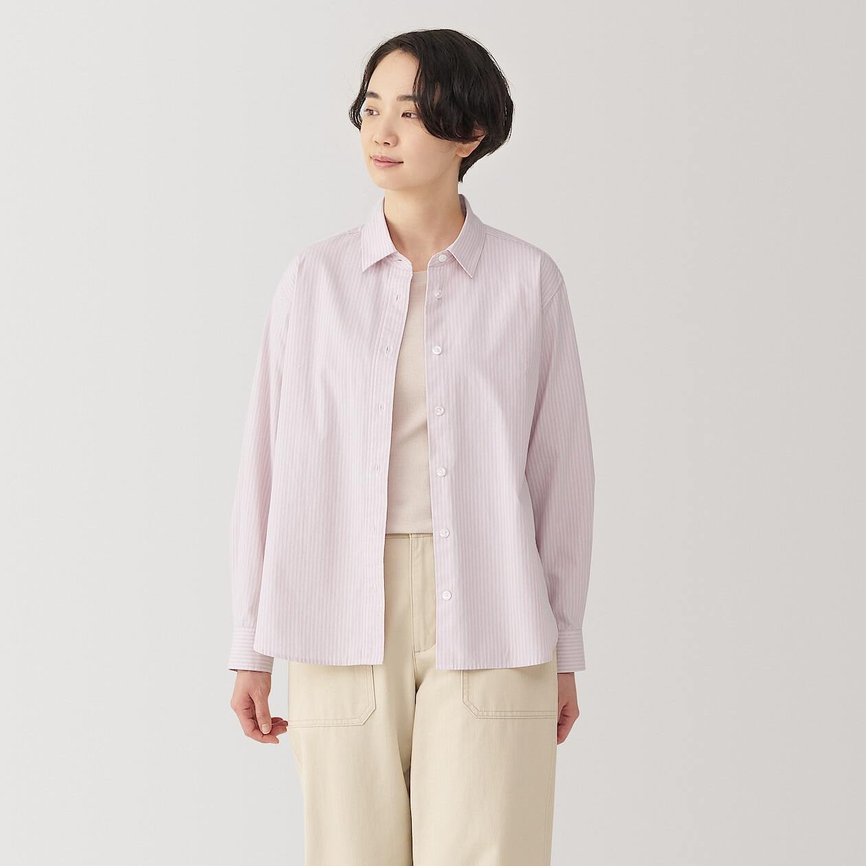 Women's Washed broadcloth regular collar Long Sleeve shirt