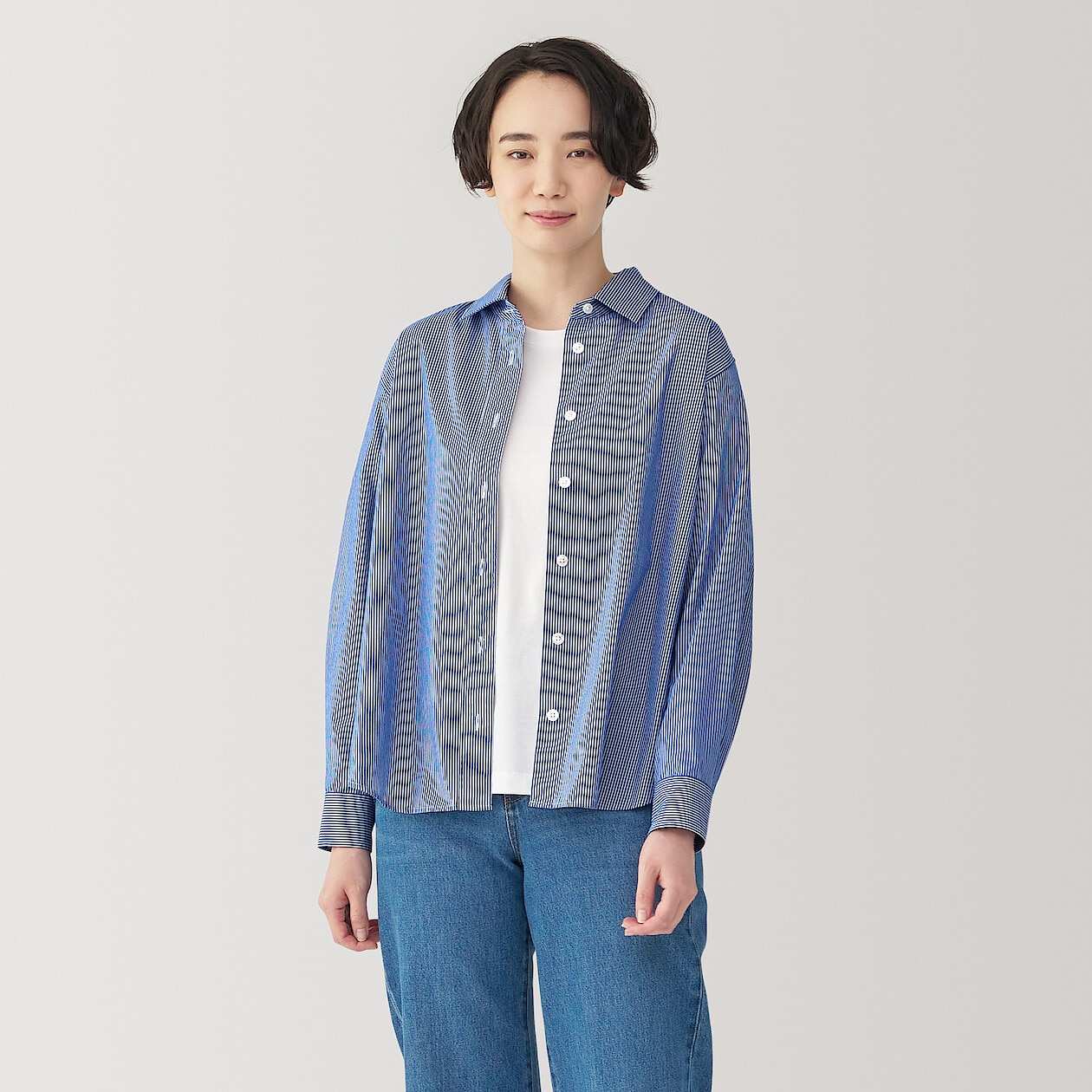 Women's Washed broadcloth regular collar Long Sleeve shirt