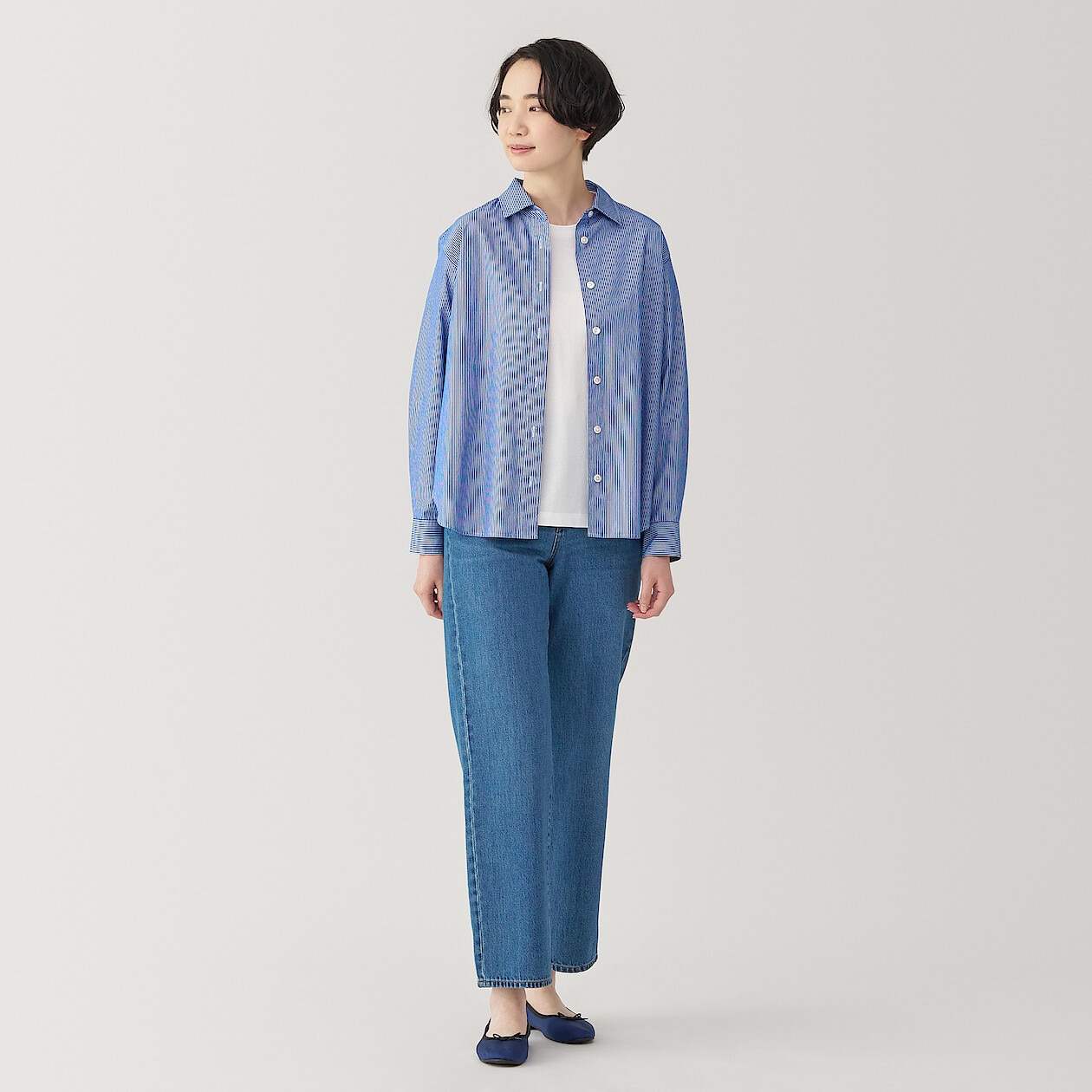 Women's Washed broadcloth regular collar Long Sleeve shirt