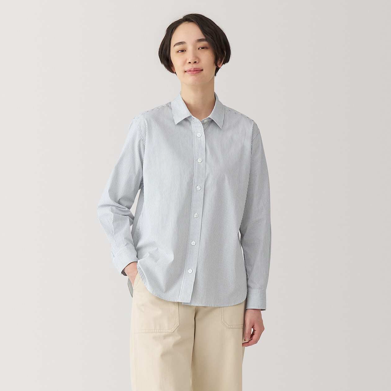 Women's Washed broadcloth regular collar Long Sleeve shirt