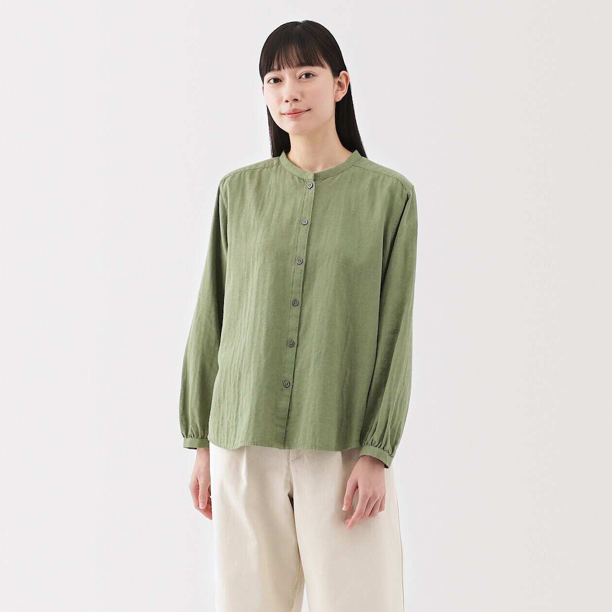 Kapok blend double gauze Long Sleeve blouse