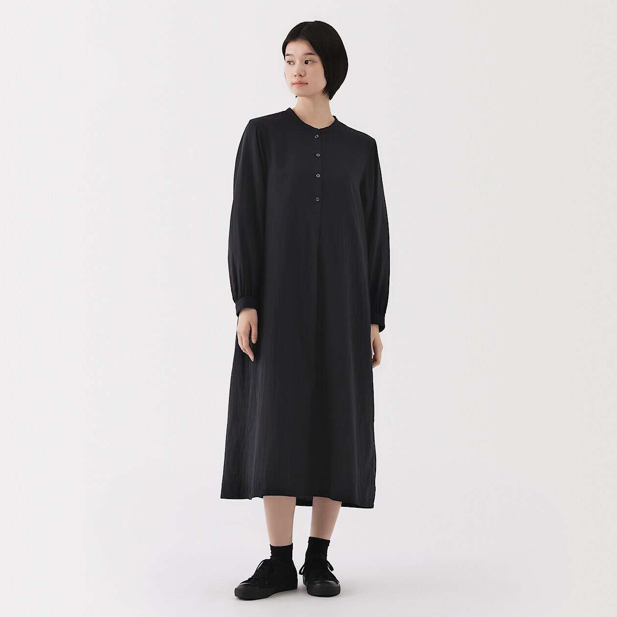 Kapok blend double gauze Long Sleeve dress