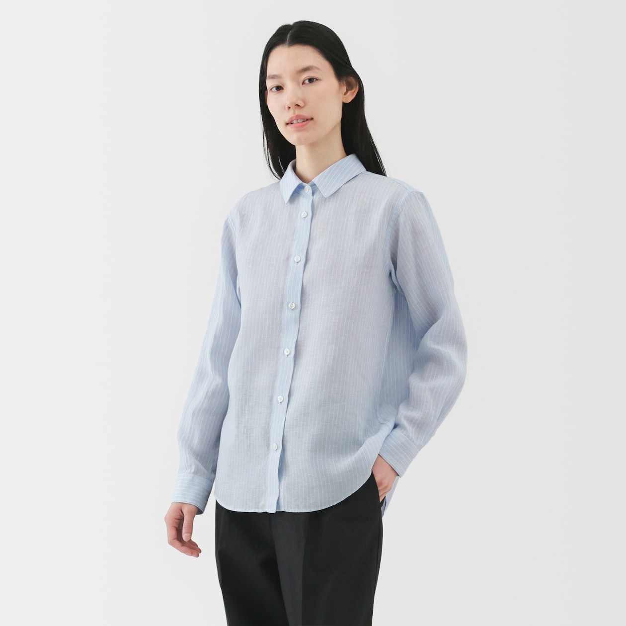 Washed linen Regular collar Long Sleeve shirt