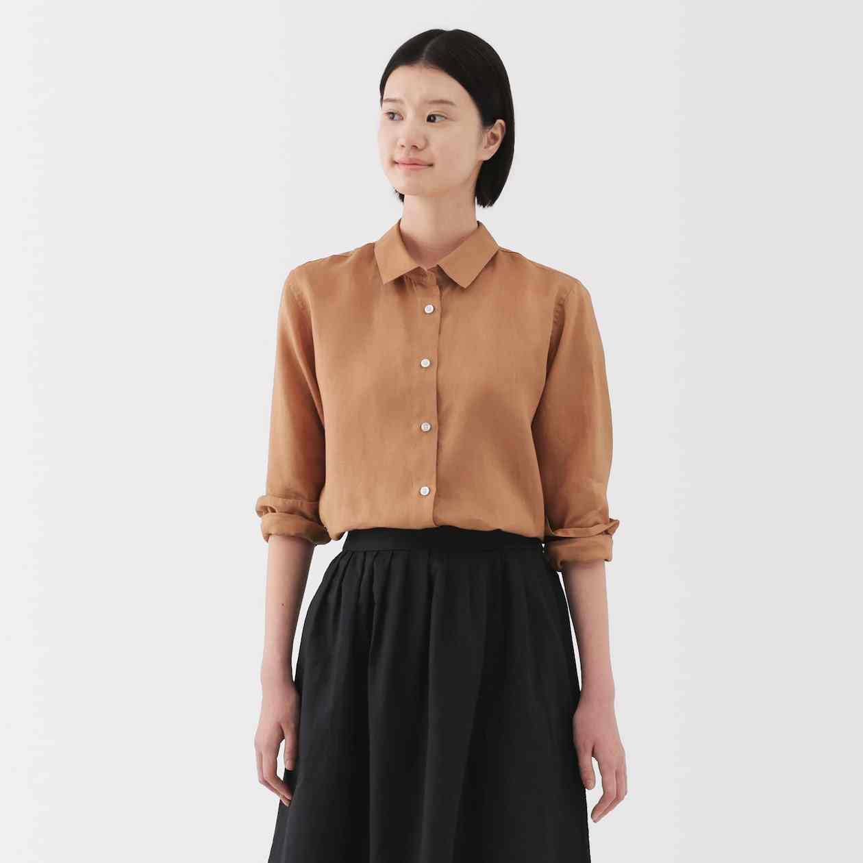 Washed linen Regular collar Long Sleeve shirt
