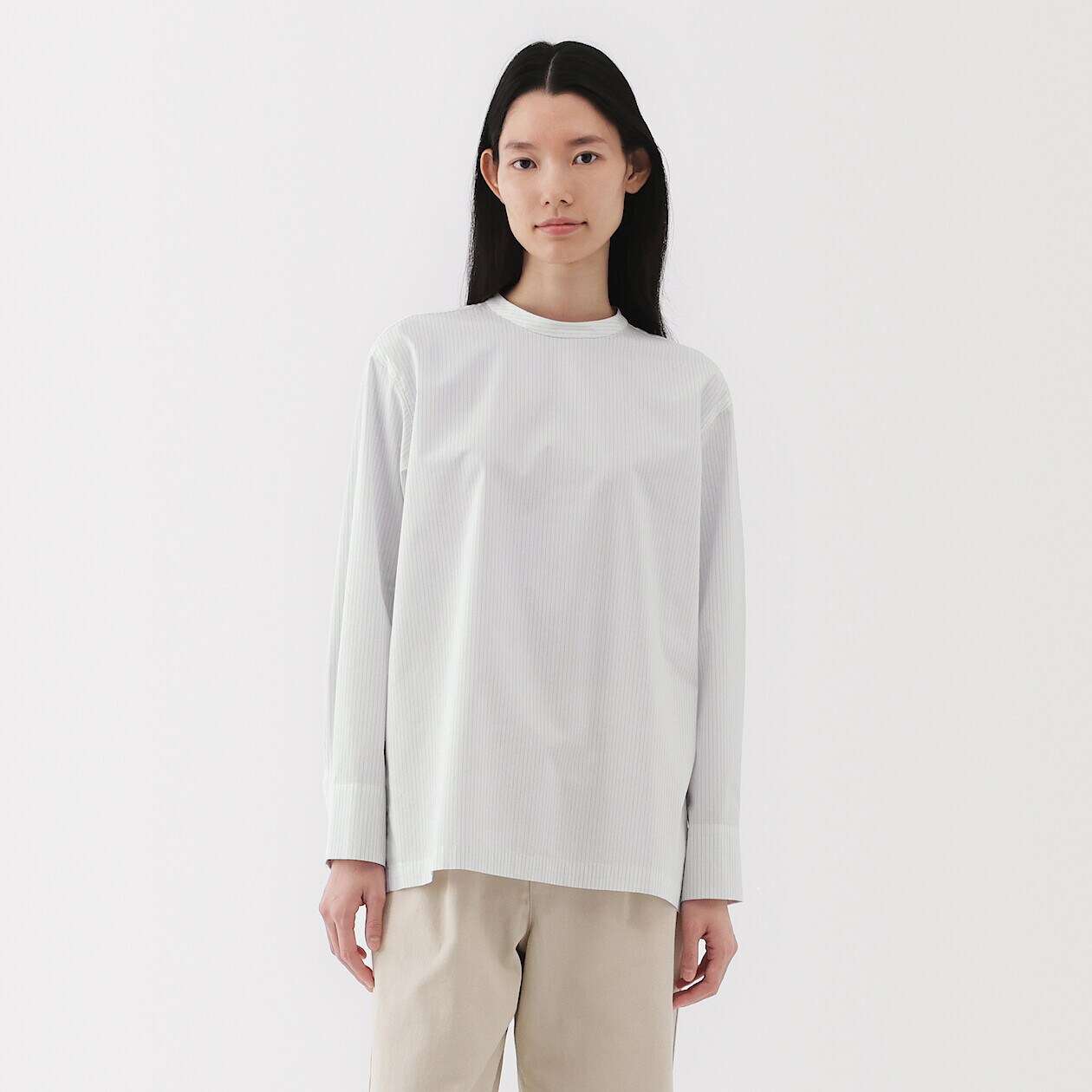 MUJI | Quick dry broadcloth Long Sleeve blouse