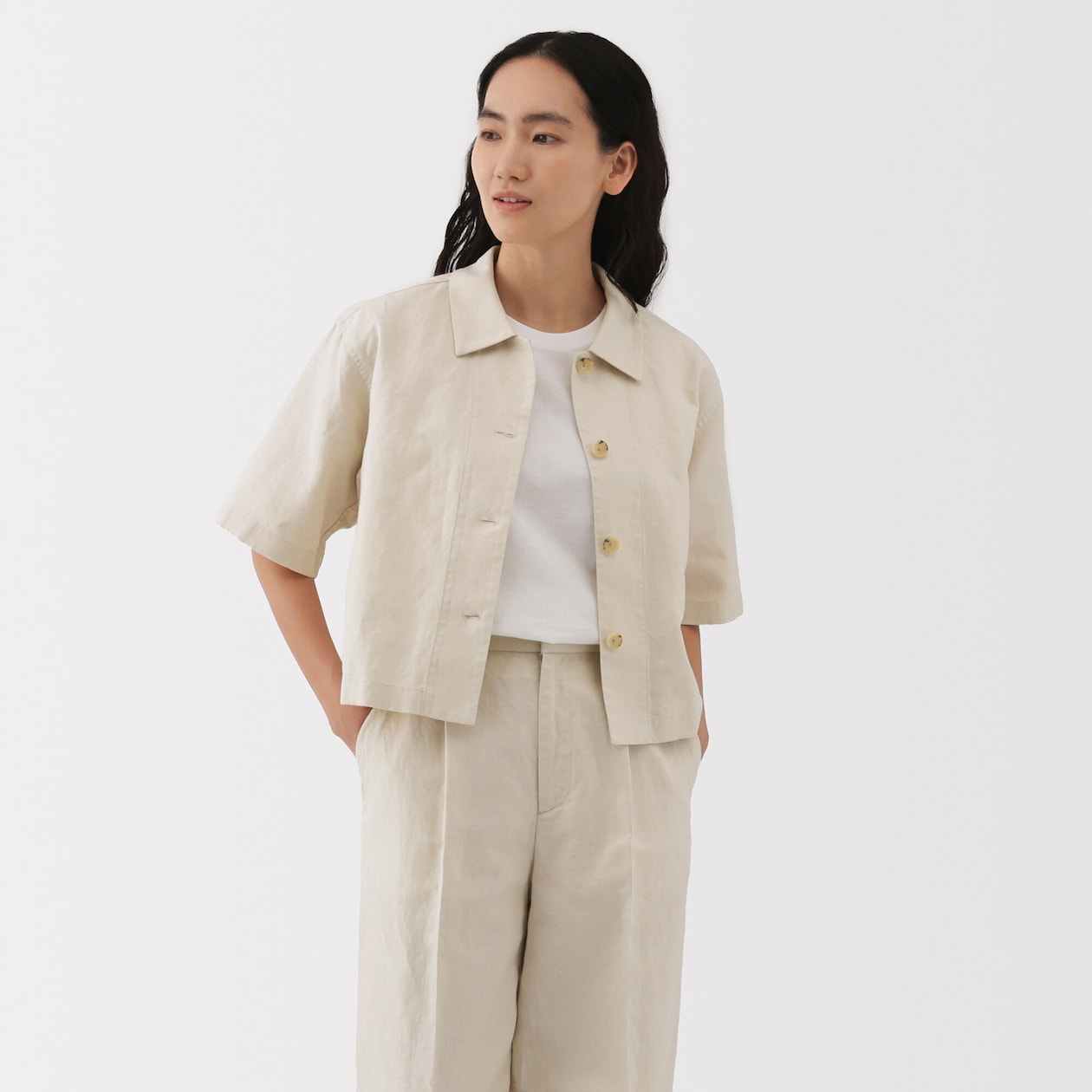 Hemp blend twill Short Sleeve shirt