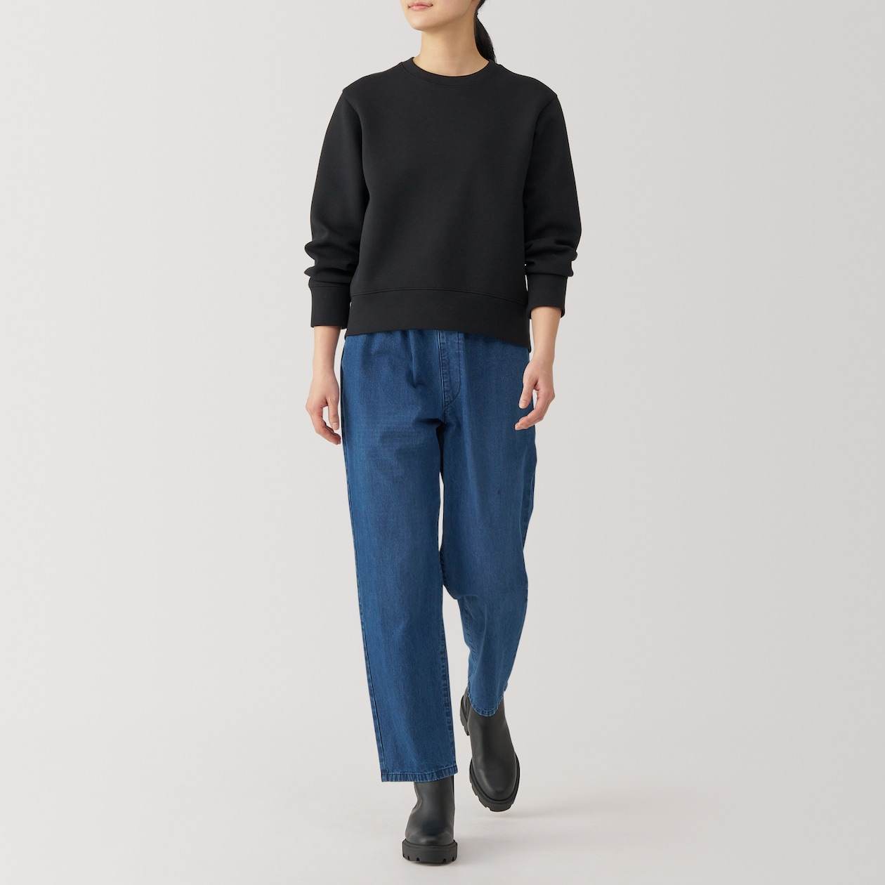 Women's Washed denim Easy tapered pants