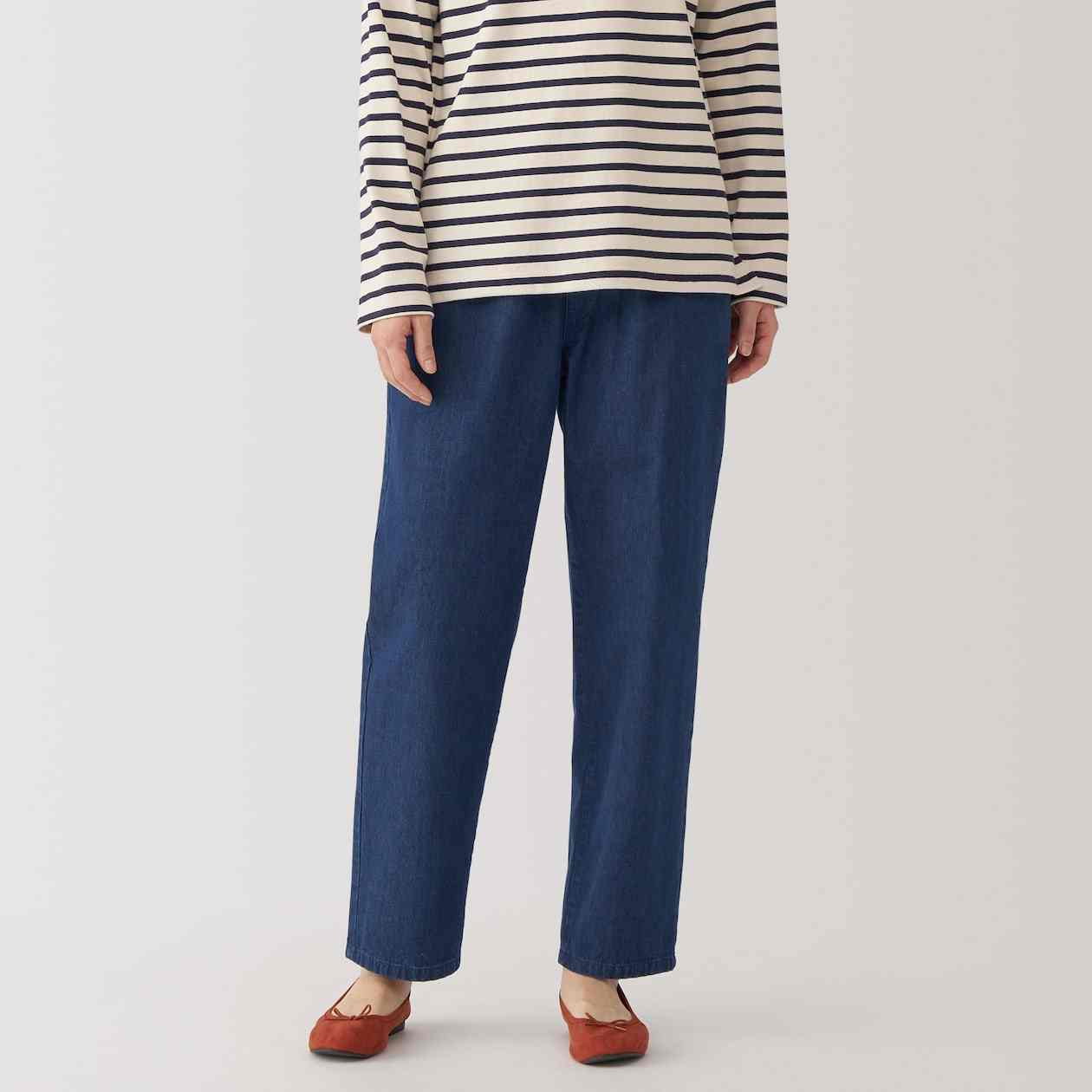 Women's Washed denim Easy tapered pants