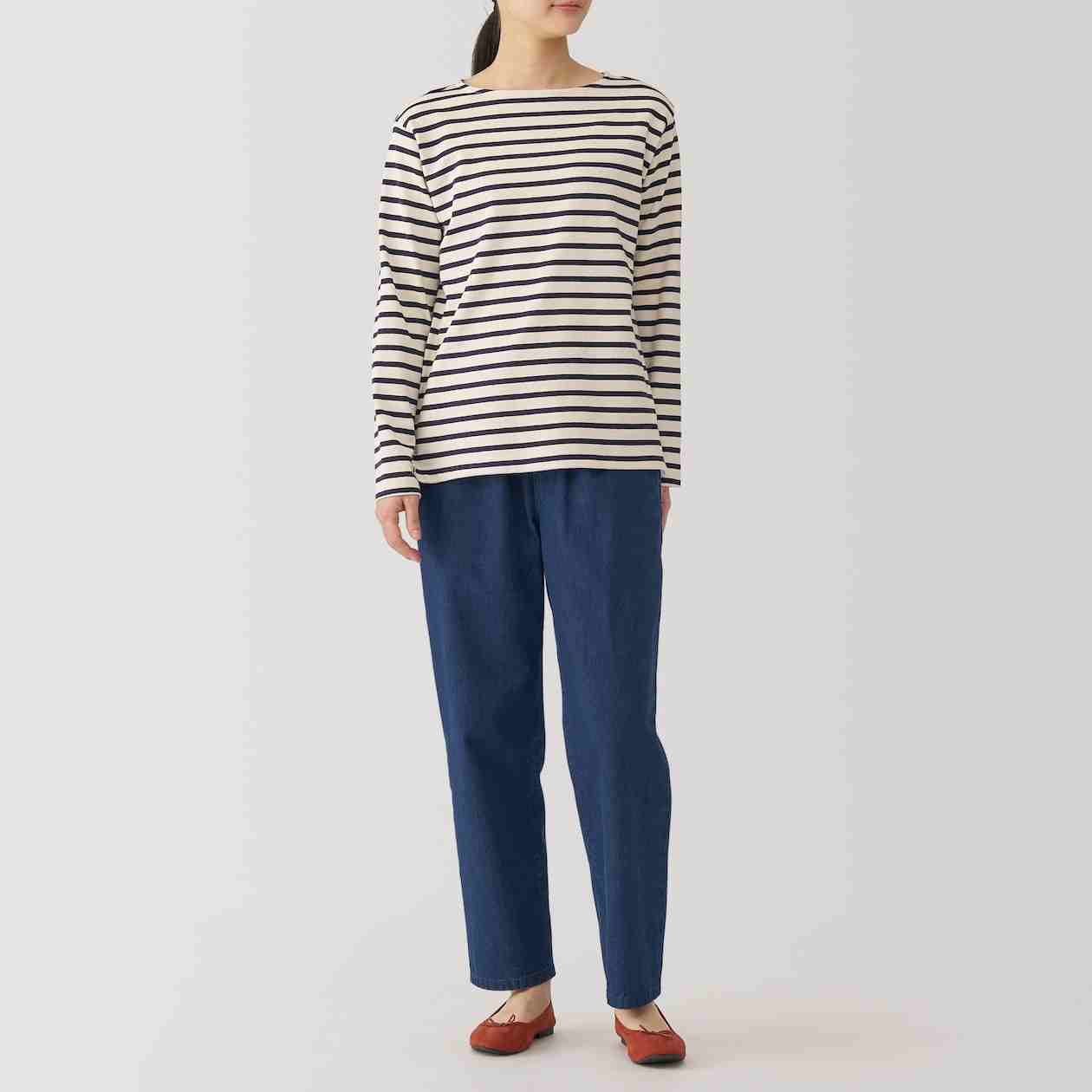 Women's Washed denim Easy tapered pants