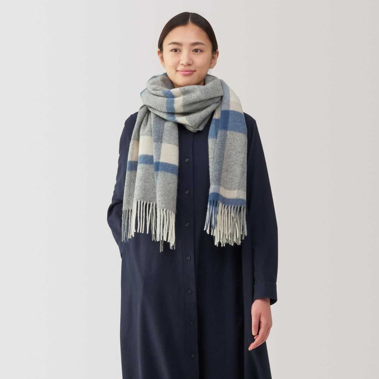 MUJI | Wool Large Stole(pattern)