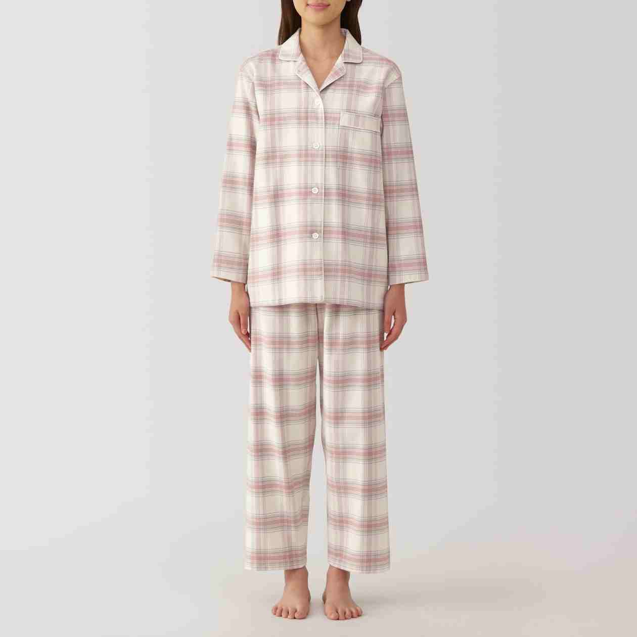Women's Side seamless flannel pajamas(L/S)