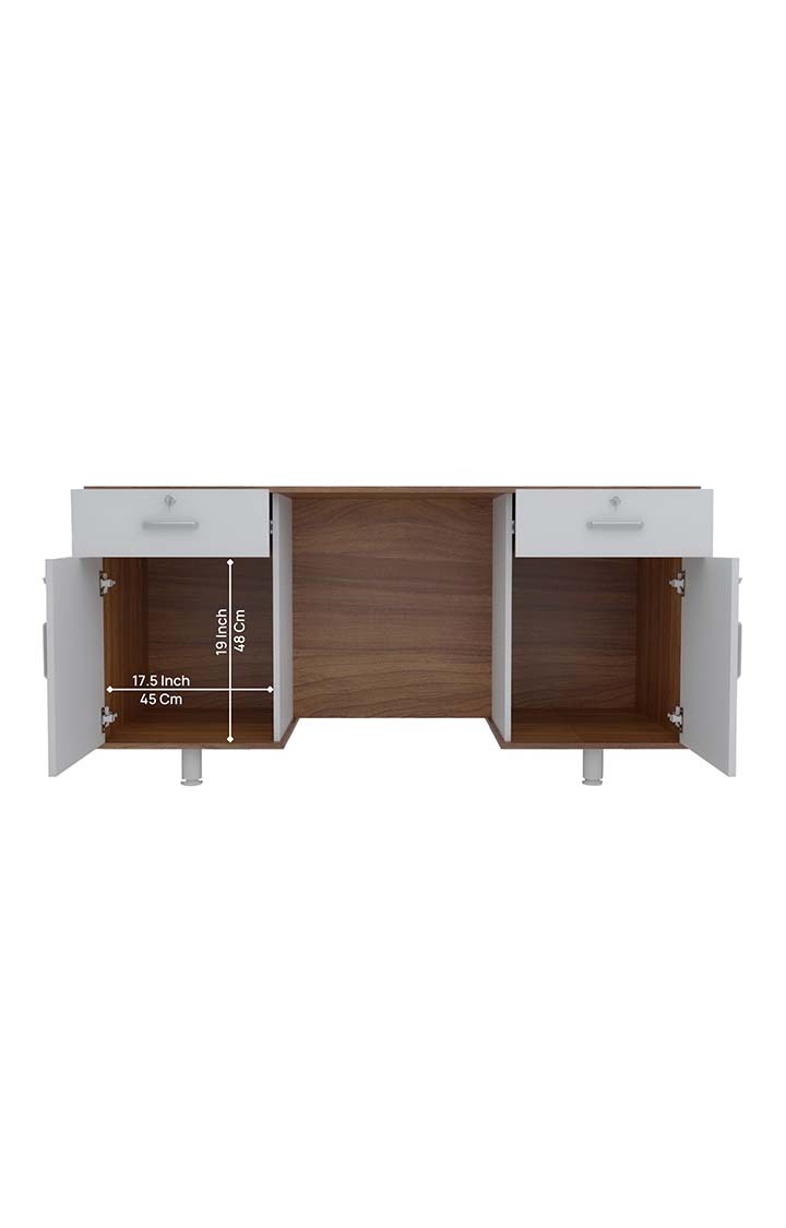 Splash Study Table | Office Table with Drawers - Leon Teak