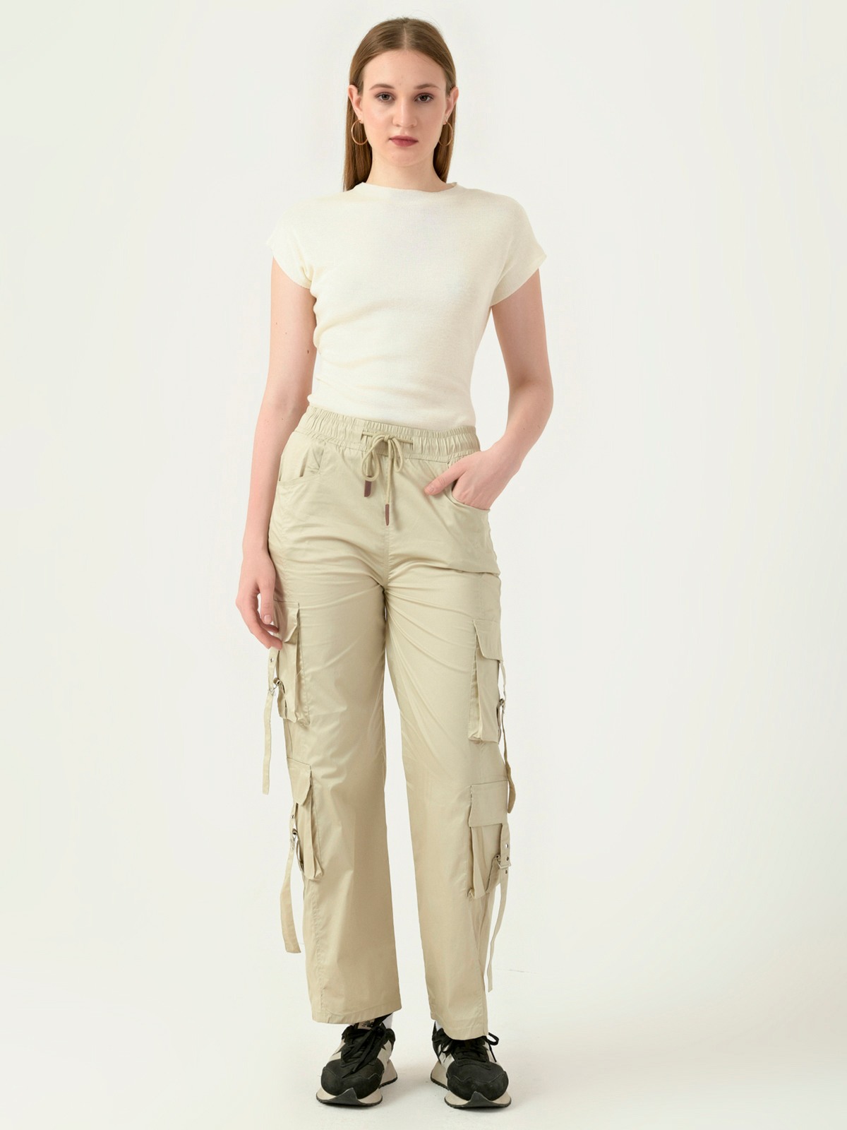 Albion Women Smart Premium Beage Casual Jogger