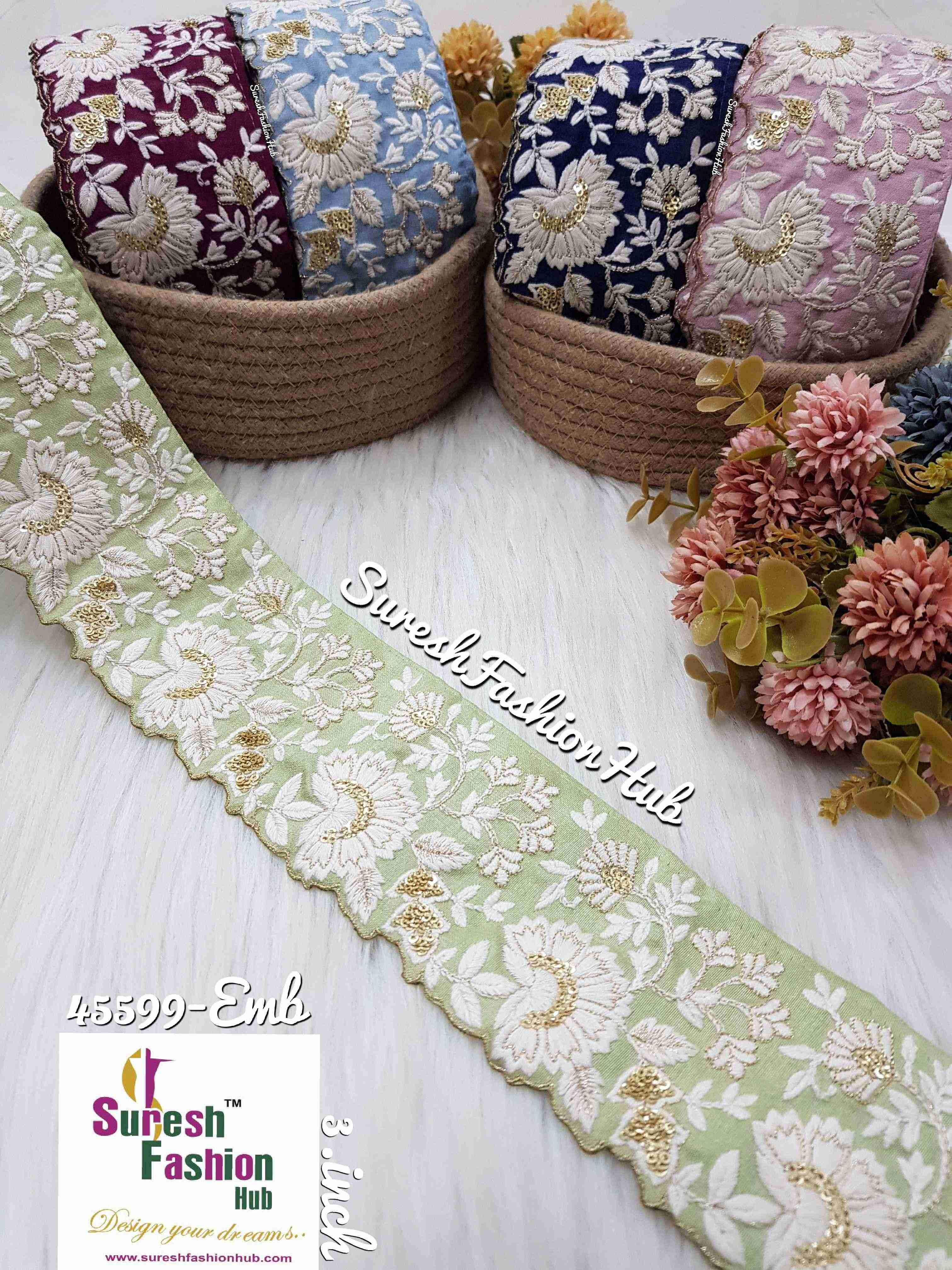 Lavender Bloom Embroidered Trim