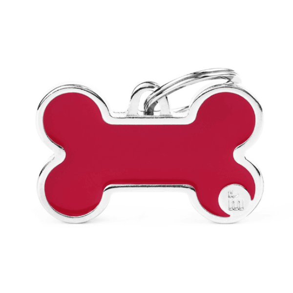 Extra Large Bone Name Tag - Red