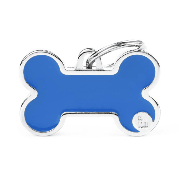 Large Bone Name Tag - Blue