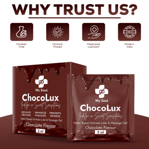 My Soul ChocoLux Chocolate Flavoured Edible Intimate Lube - pH-Balanced, Dermatologically Tested Lubricant (3ml x 10 Sachets) | Safe for Oral, vaginal Use | Intimate-Safe formula - 10 Single-Use Sachets