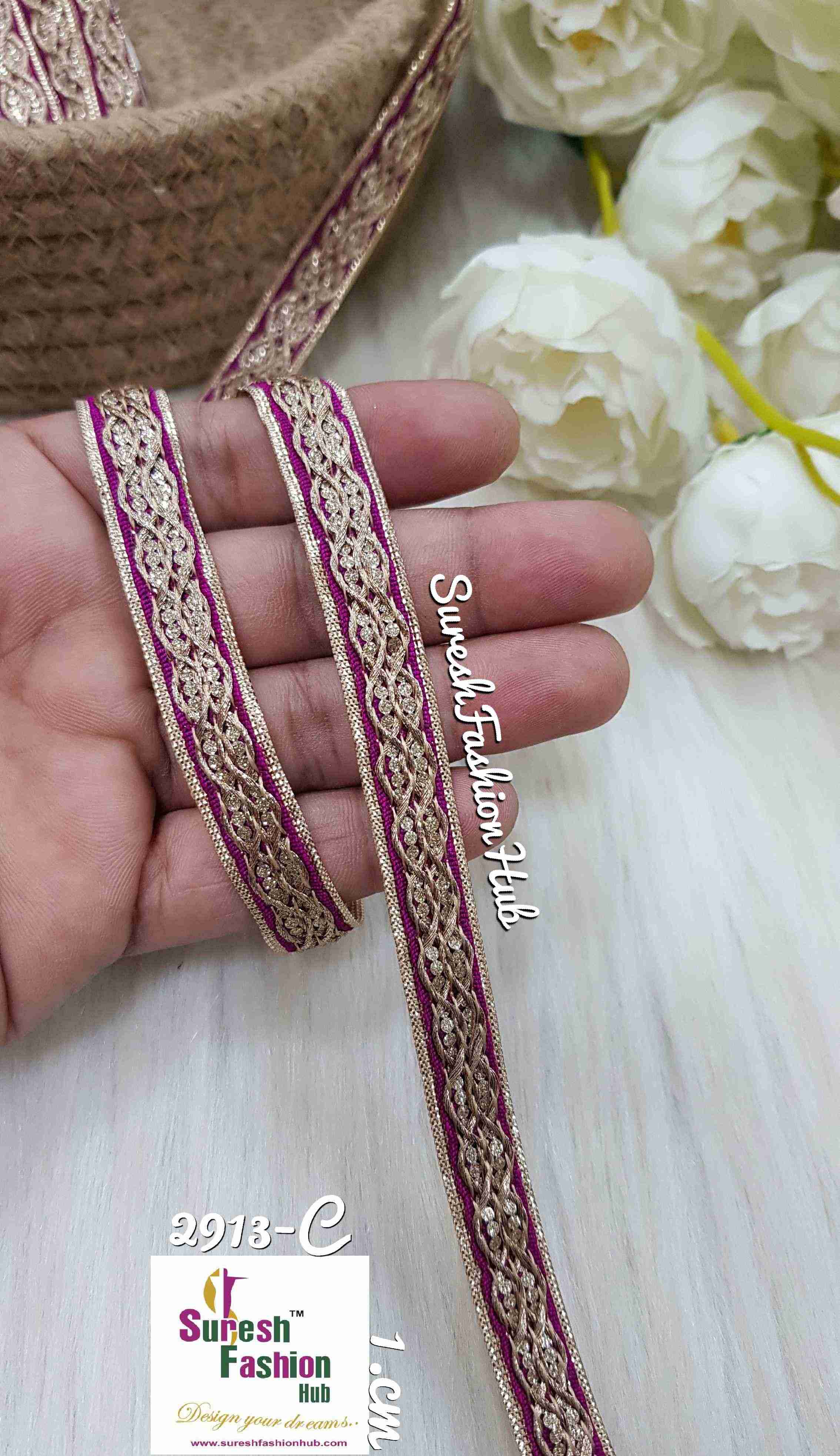 Magenta Radiant Zari Embellishments Trim