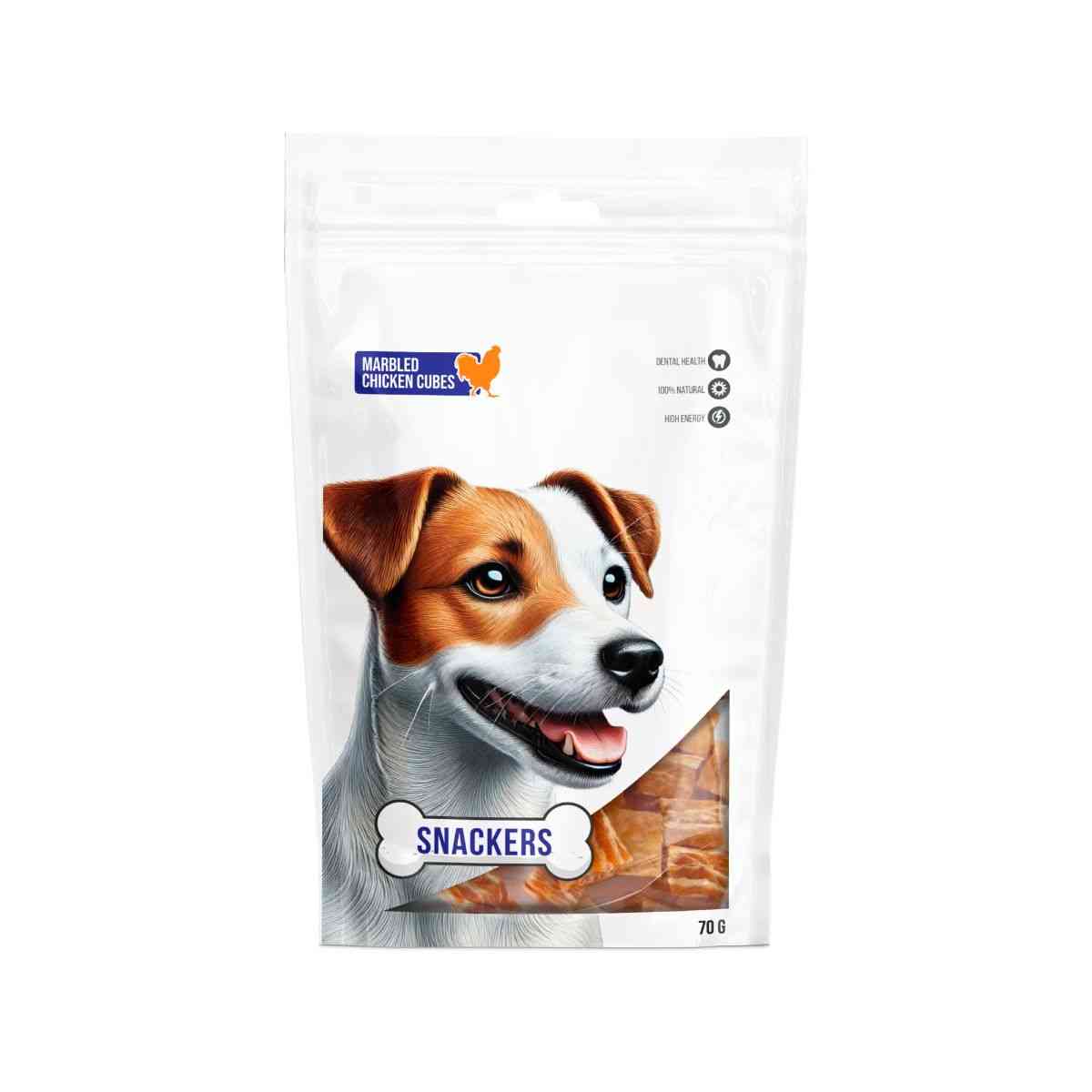 Snackers Marbled Chicken Cubes Dog Treats 70g