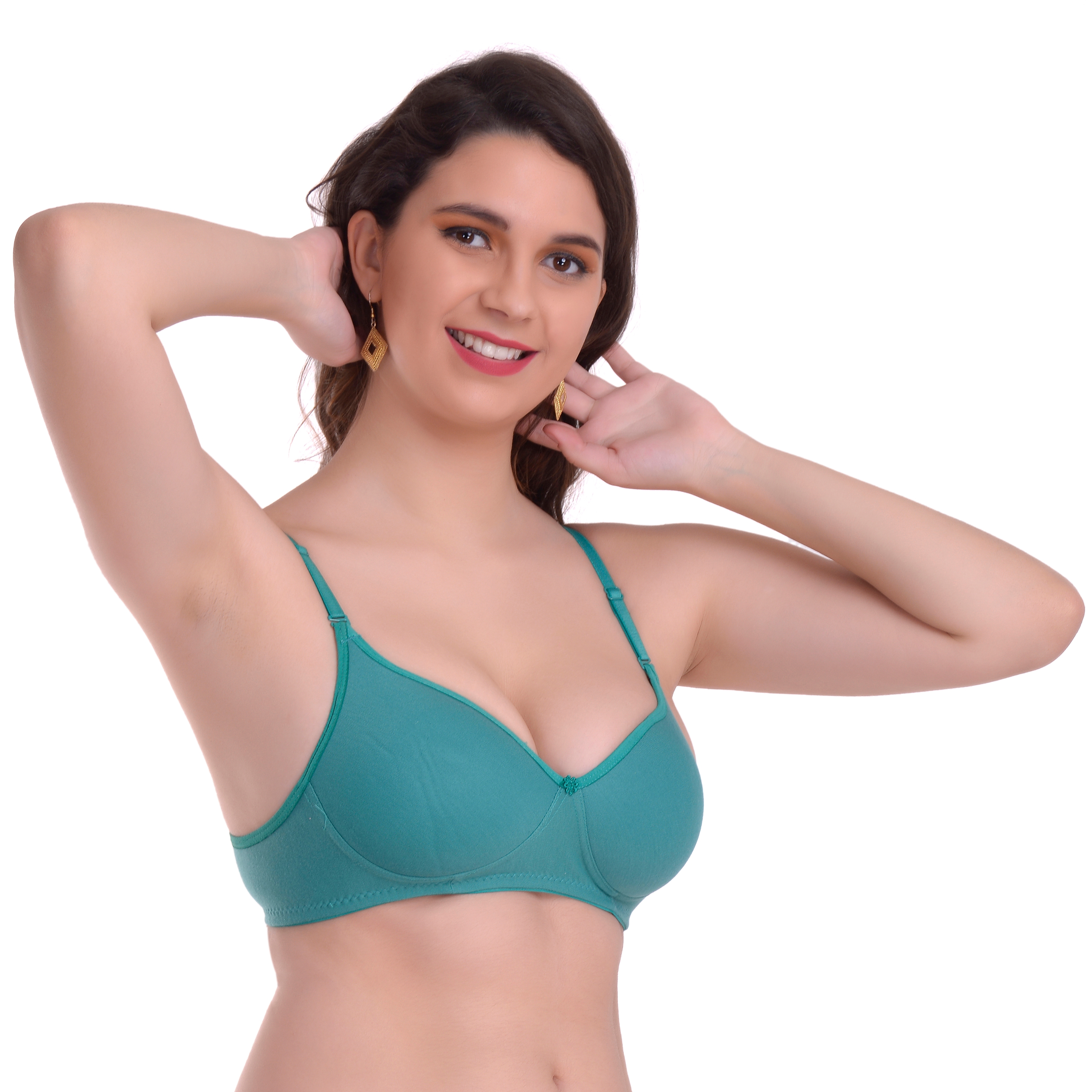 Mynte | Mynte Women's Cotton Rich Lightly Padded Non-Wired Full Cup Regular Bra (Pack of 3) (Green/Blue/Yellow,30) (MY-CPPB-7GBLY-30) 2