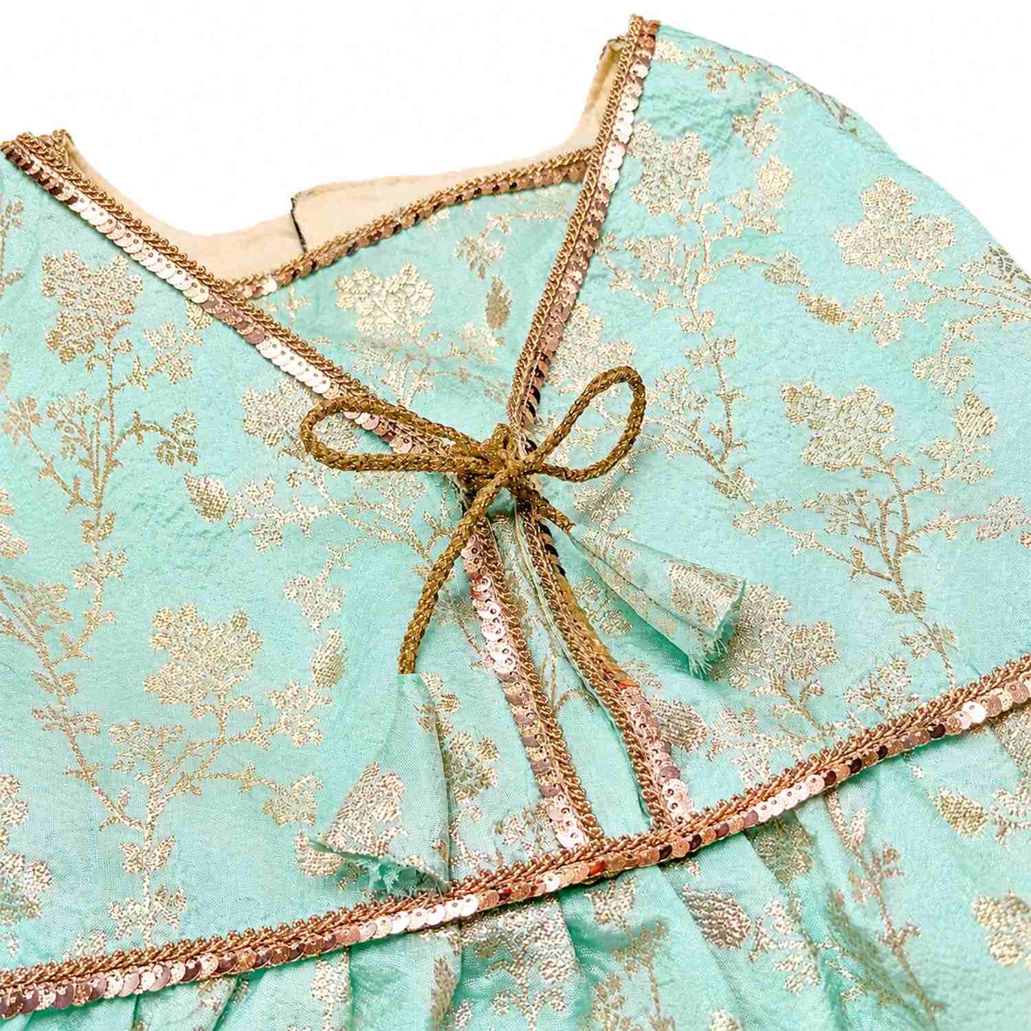 PawsIndia Traditional Royal Zari Dress For Cats - Ice Blue