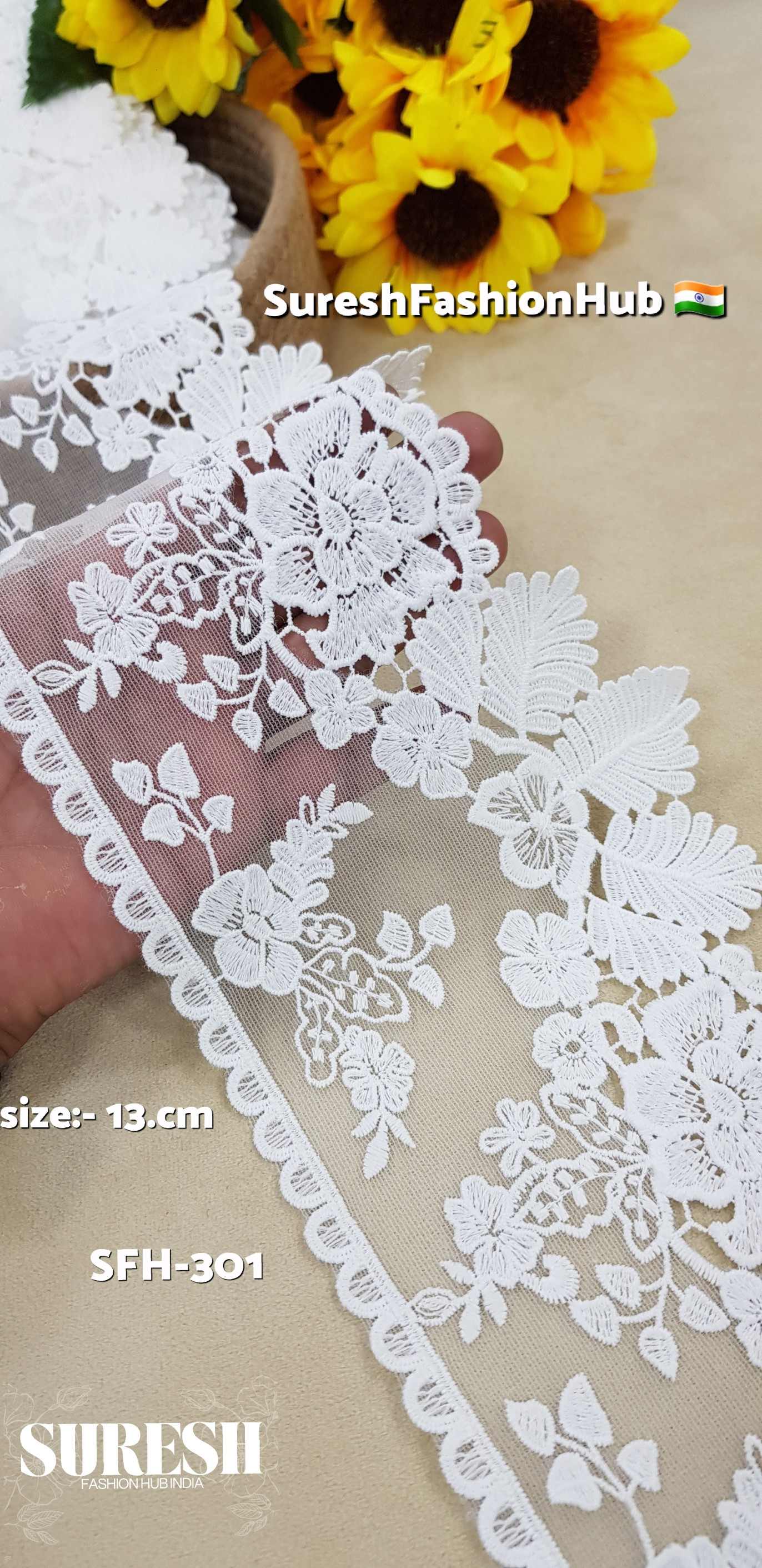 One-Sided Organza GPO Lace with Transparent Sequins