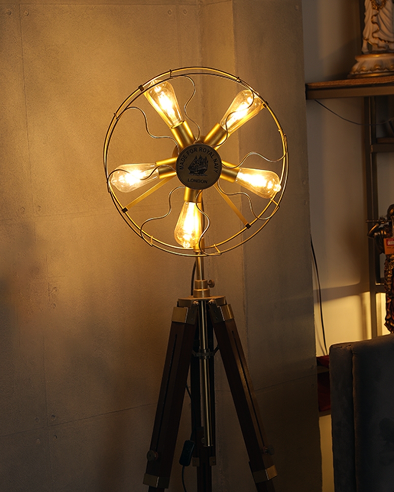 Order Happiness | Order Happiness Antique Tripod Fan 5 Light Floor Lamp For Home Decoration, Office & Living Room 3
