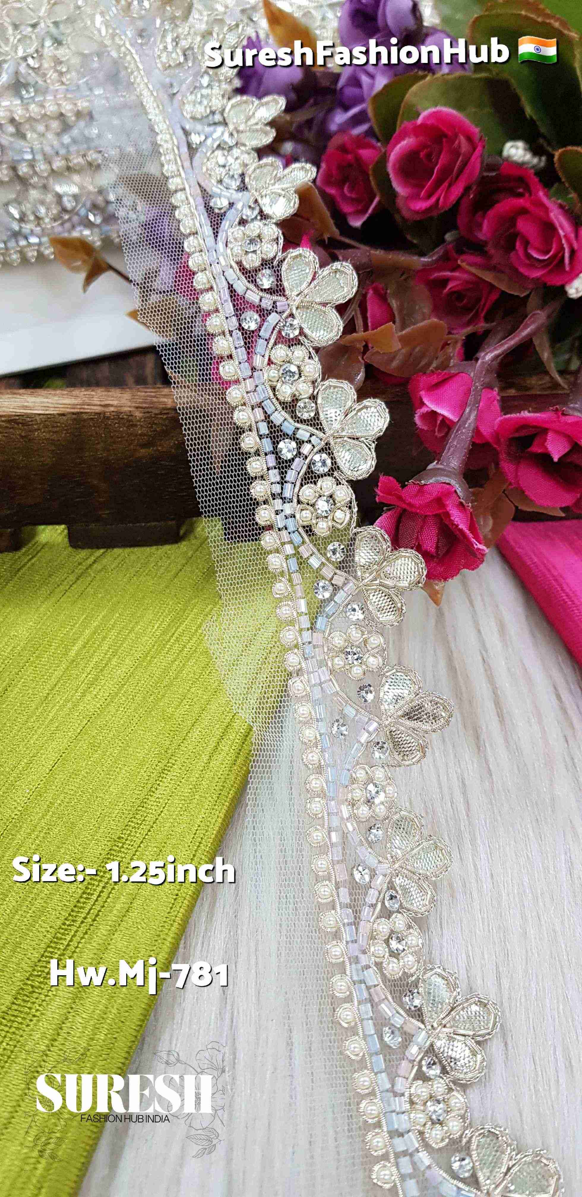 Pastel Bloom Pearl Gota Handmade Lace – Mj-781