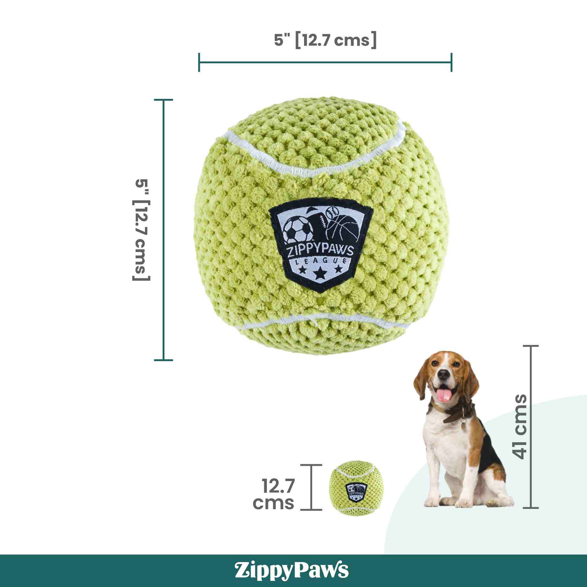 Zippy Paws SportsBallz Tennis Ball Plush Toy for Dogs