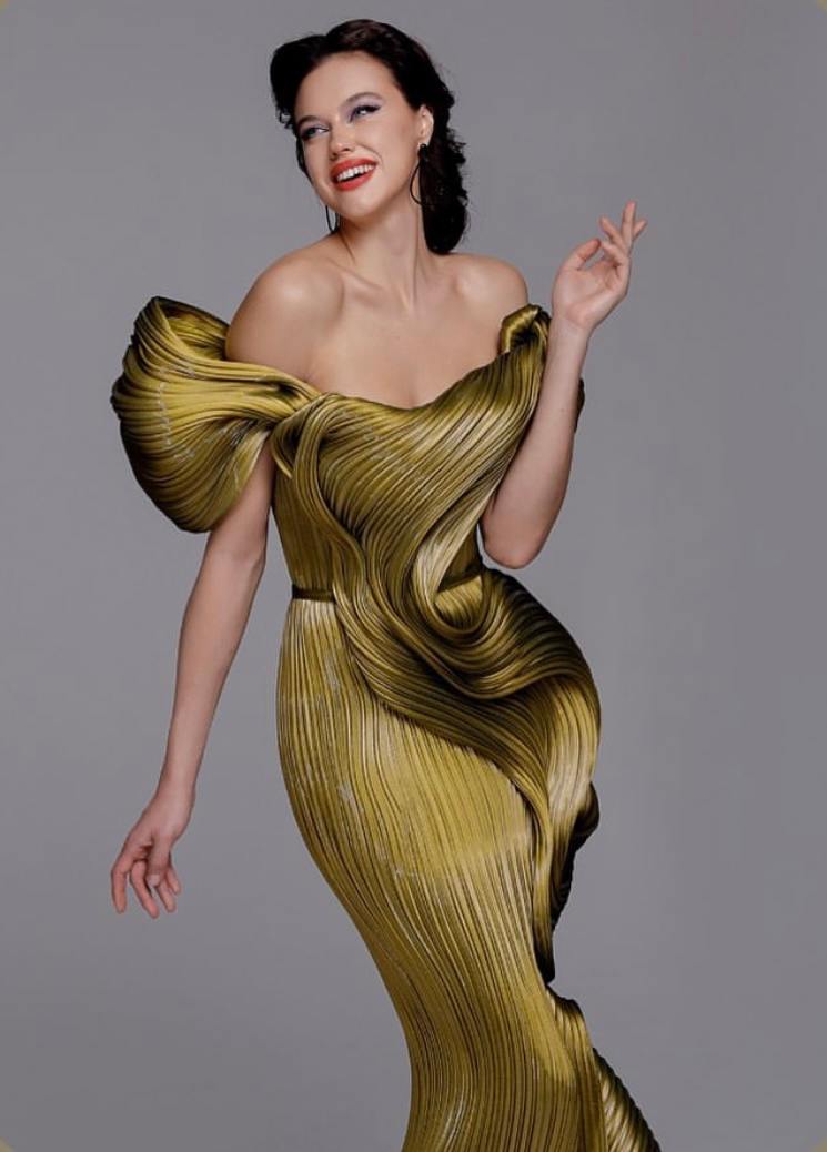 Radhika Madan in Metallic off shoulder mermaid gown