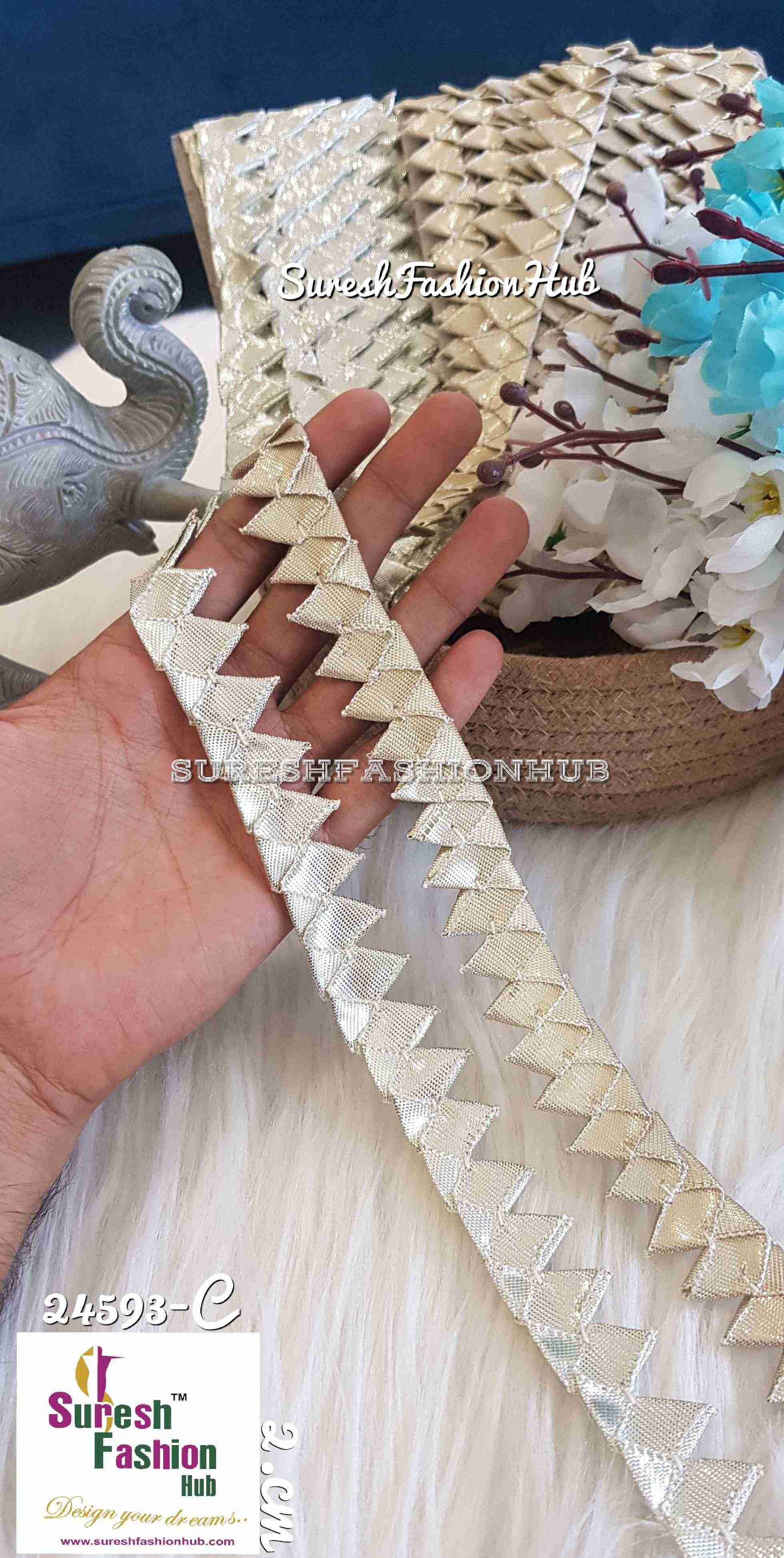 Samosa Gota Patti Light Gold Trim
