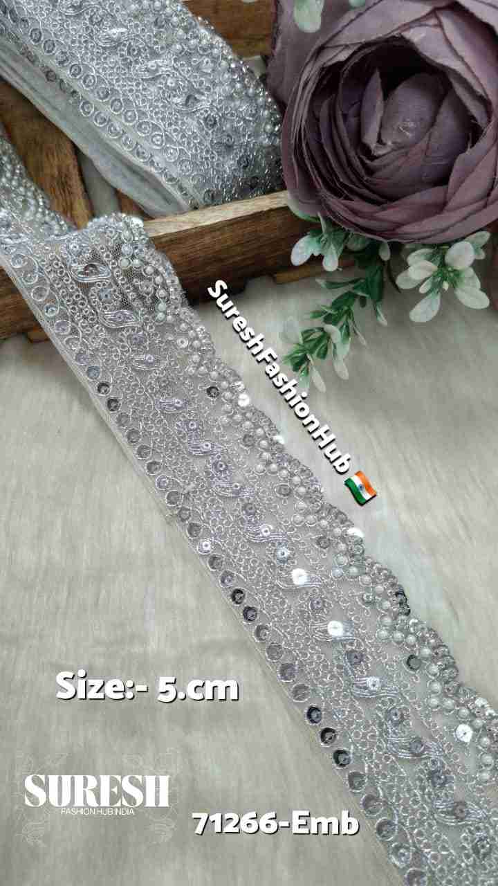 Silver Regal One-Side Scallop Floral Dori Pearl Net Lace – 71266-Emb