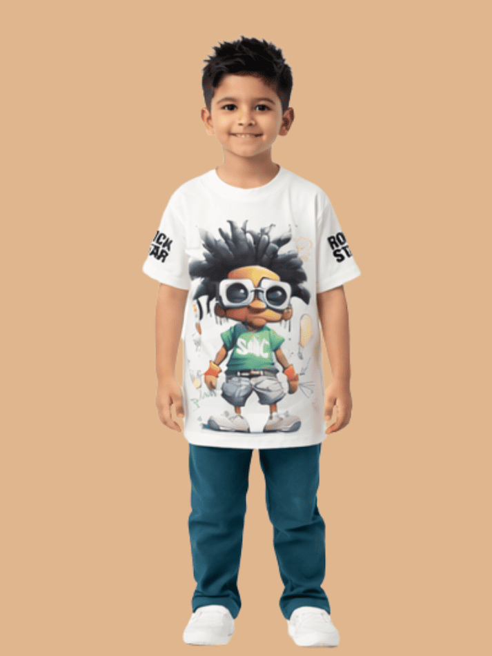 ALBION WHITE CASUAL PRINTED TSHIRT