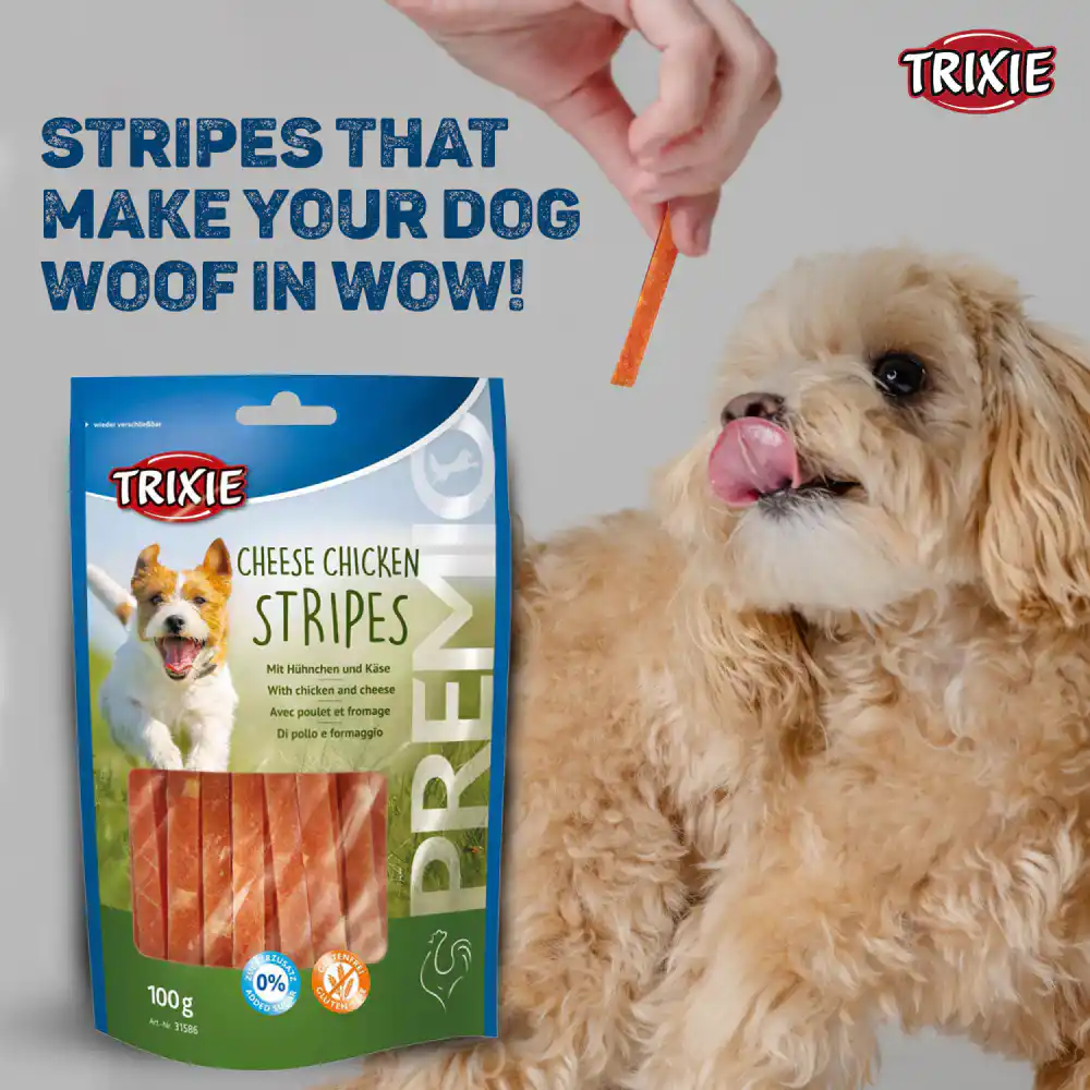 Trixie Premio Cheese Chicken Stripes Dog Treats, 100 g