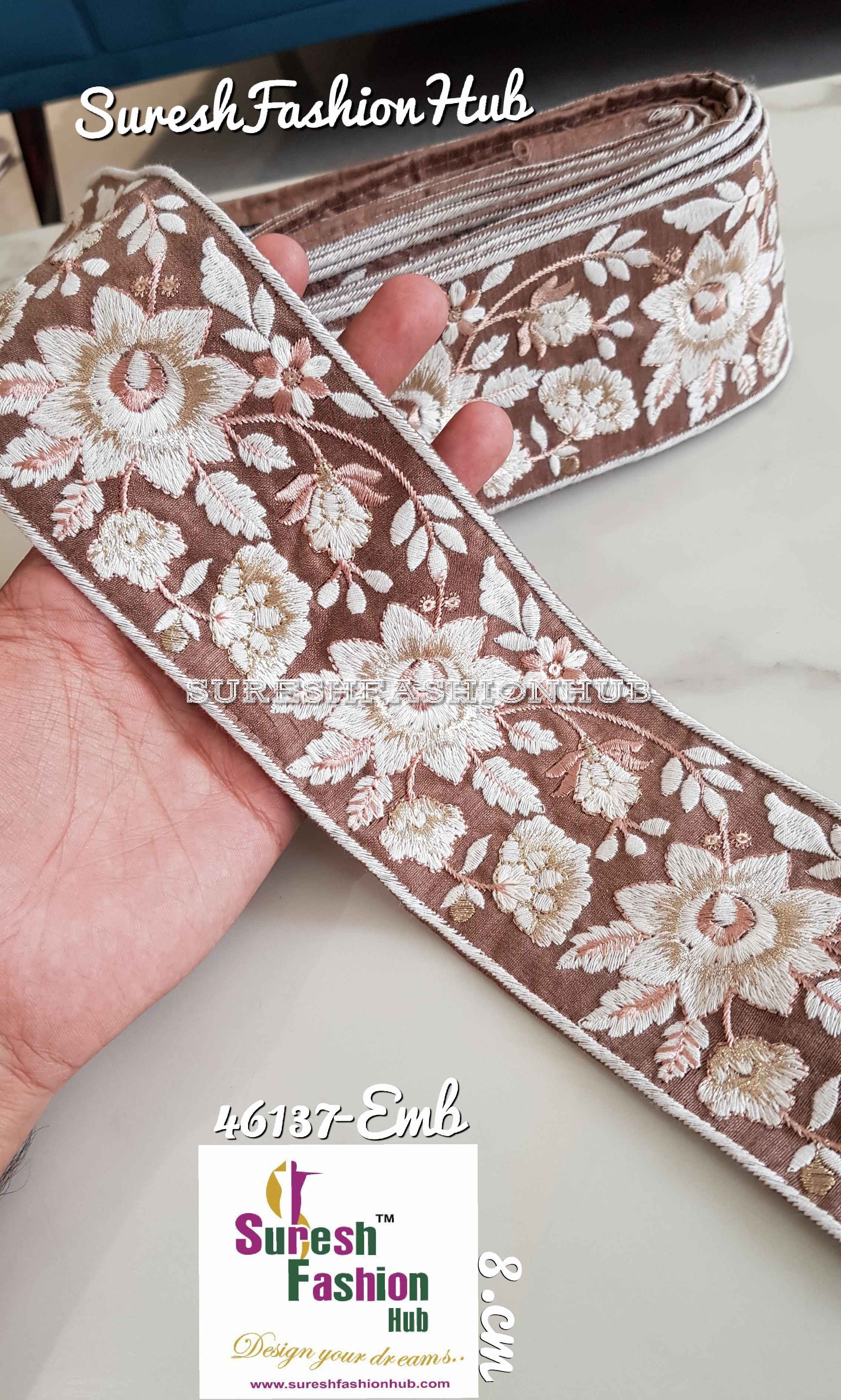 Certainly! Here are some ALT text suggestions that incorporate a variety of keywords to help improve your visibility on Google: 1. "Navratri Banarasi Laces - Traditional Indian Festive Laces" 2. "Golden Silver Banarasi Lace - Elegant Metallic Trims for Garments" 3. "Cutwork Banarasi Laces - Intricate Openwork Designs"